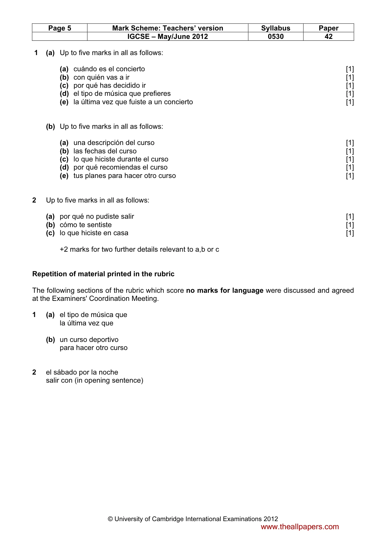 Mark scheme, page 5 of 19