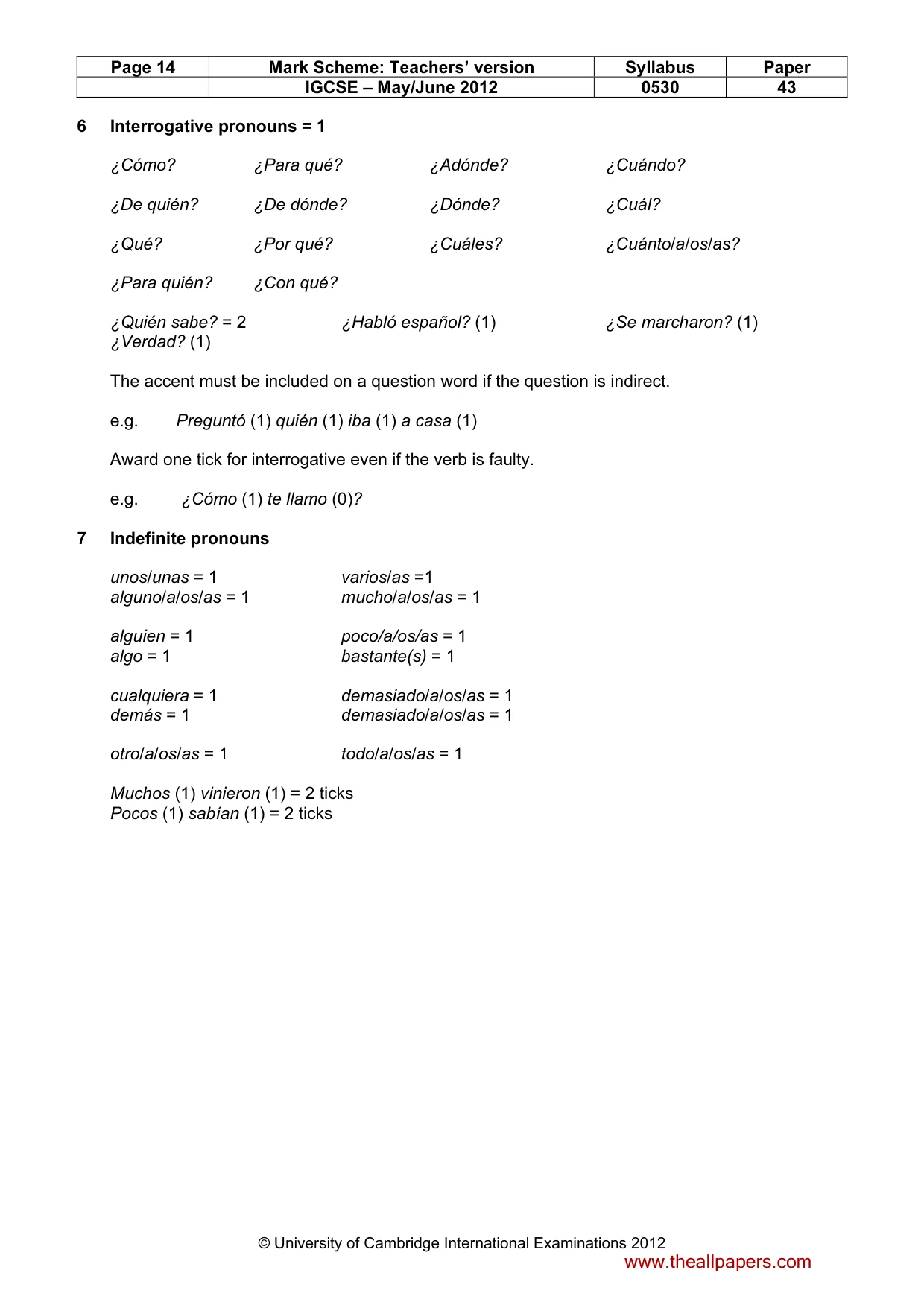 Mark scheme, page 14 of 18