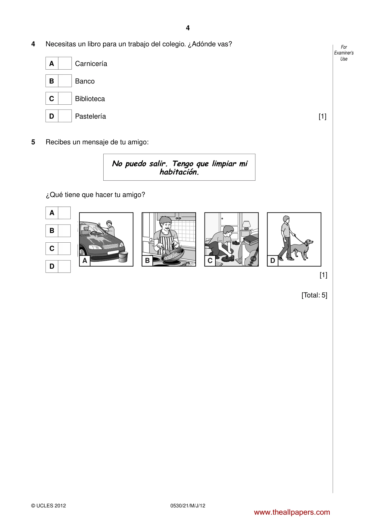 Cambridge IGCSE Spanish - Foreign Language 0530 2012 May/June Paper 2 · Variant 1 question paper, page 4 of 20