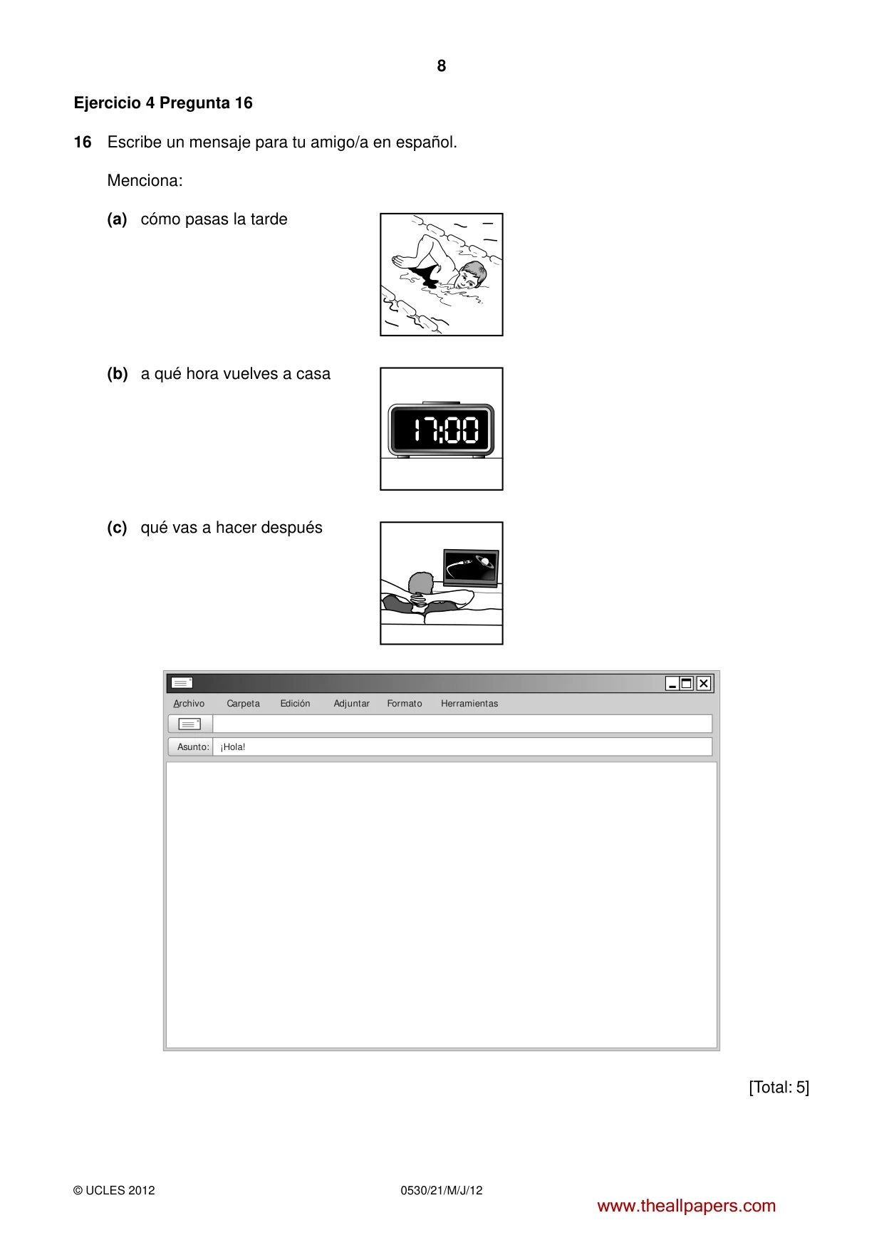 Cambridge IGCSE Spanish - Foreign Language 0530 2012 May/June Paper 2 · Variant 1 question paper, page 8 of 20