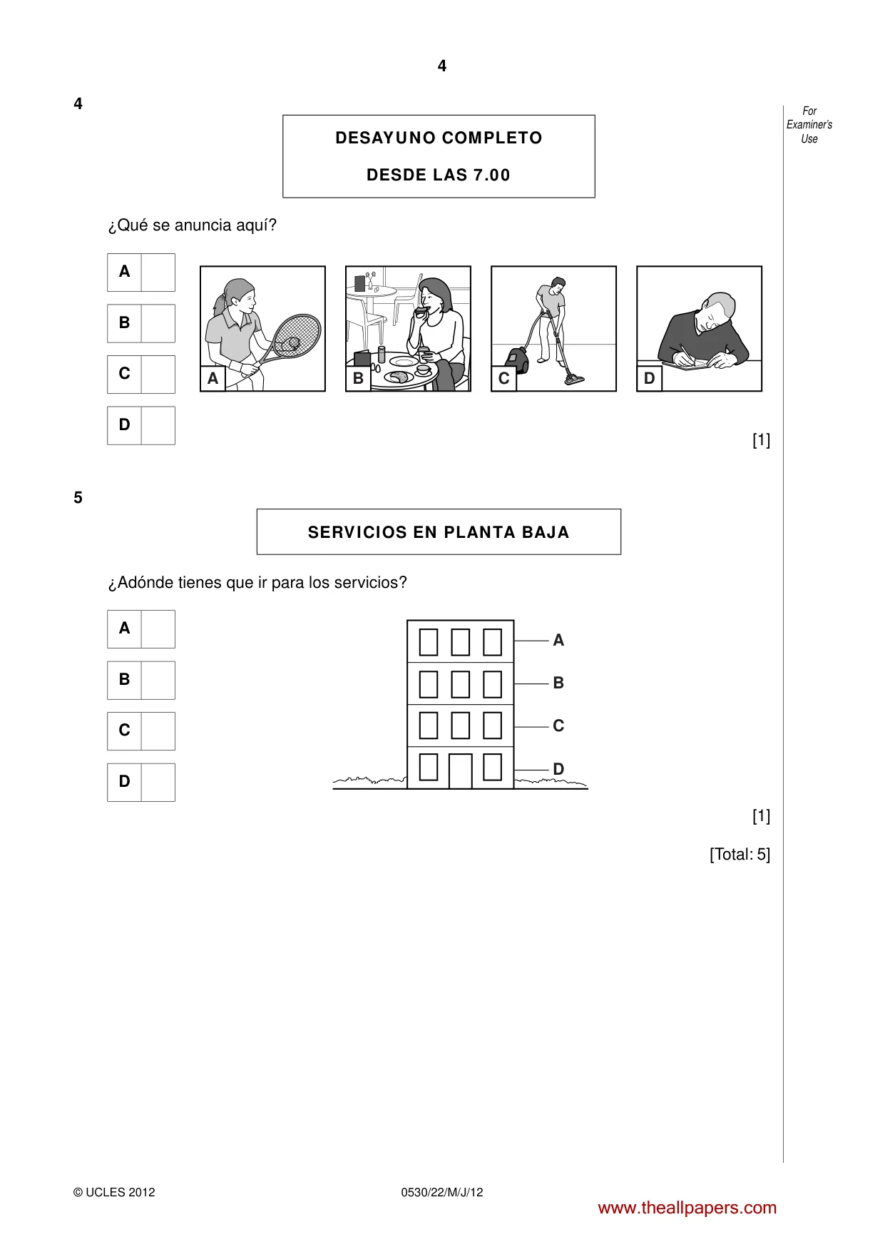 Cambridge IGCSE Spanish - Foreign Language 0530 2012 May/June Paper 2 · Variant 2 question paper, page 4 of 20