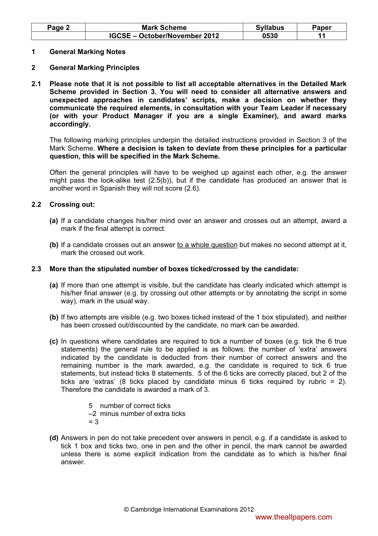 Mark scheme, page 2 of 8