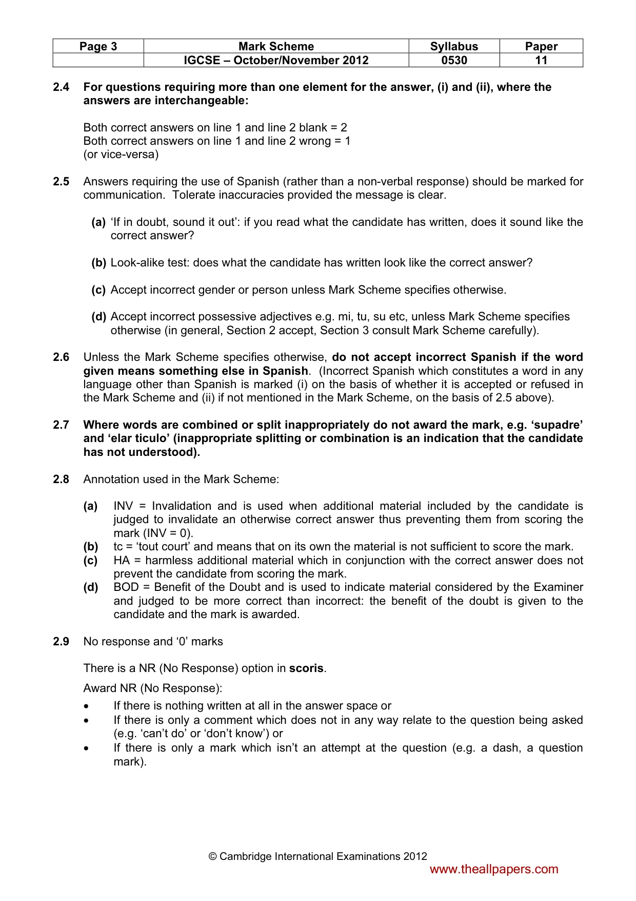 Mark scheme, page 3 of 8