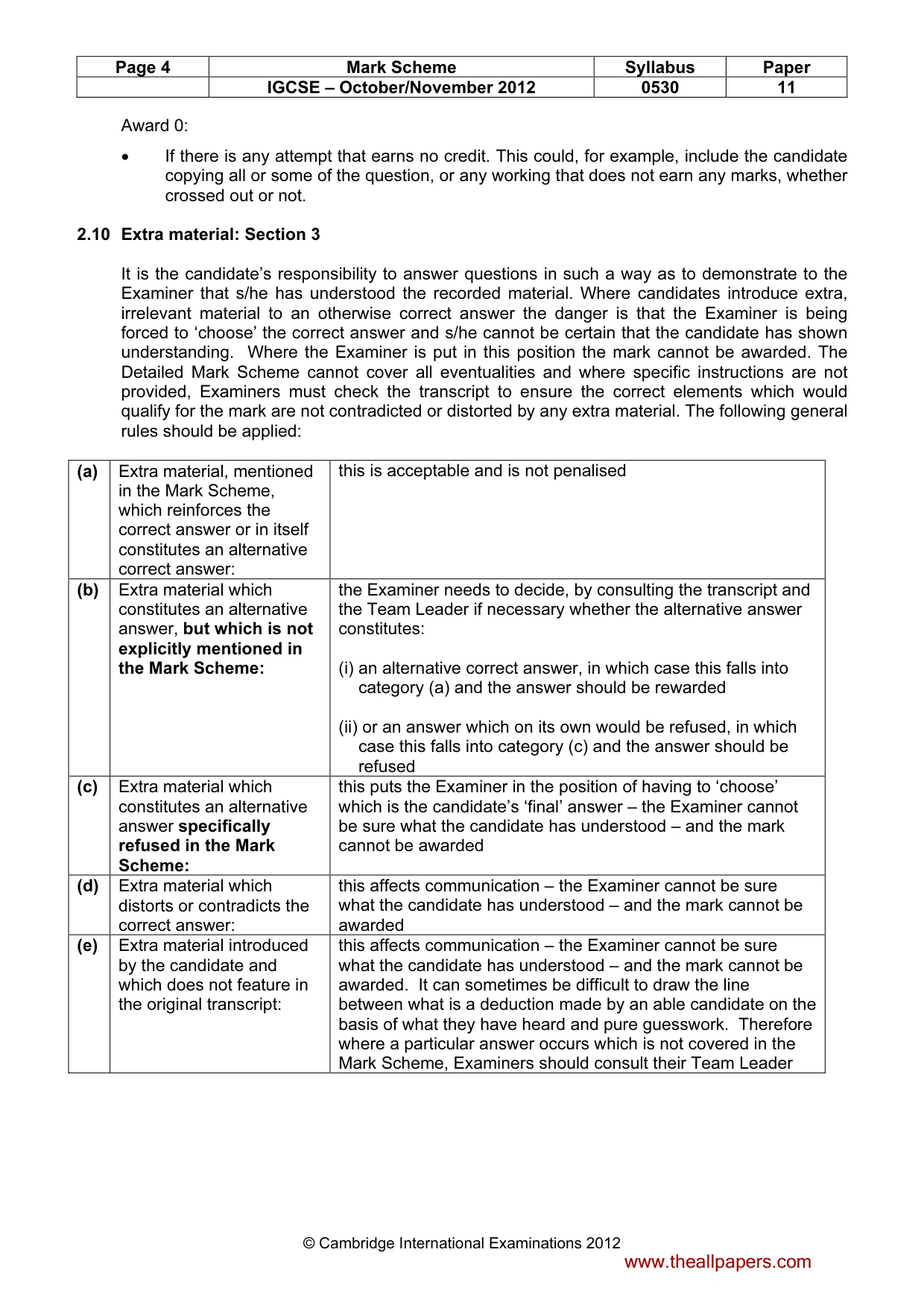 Mark scheme, page 4 of 8