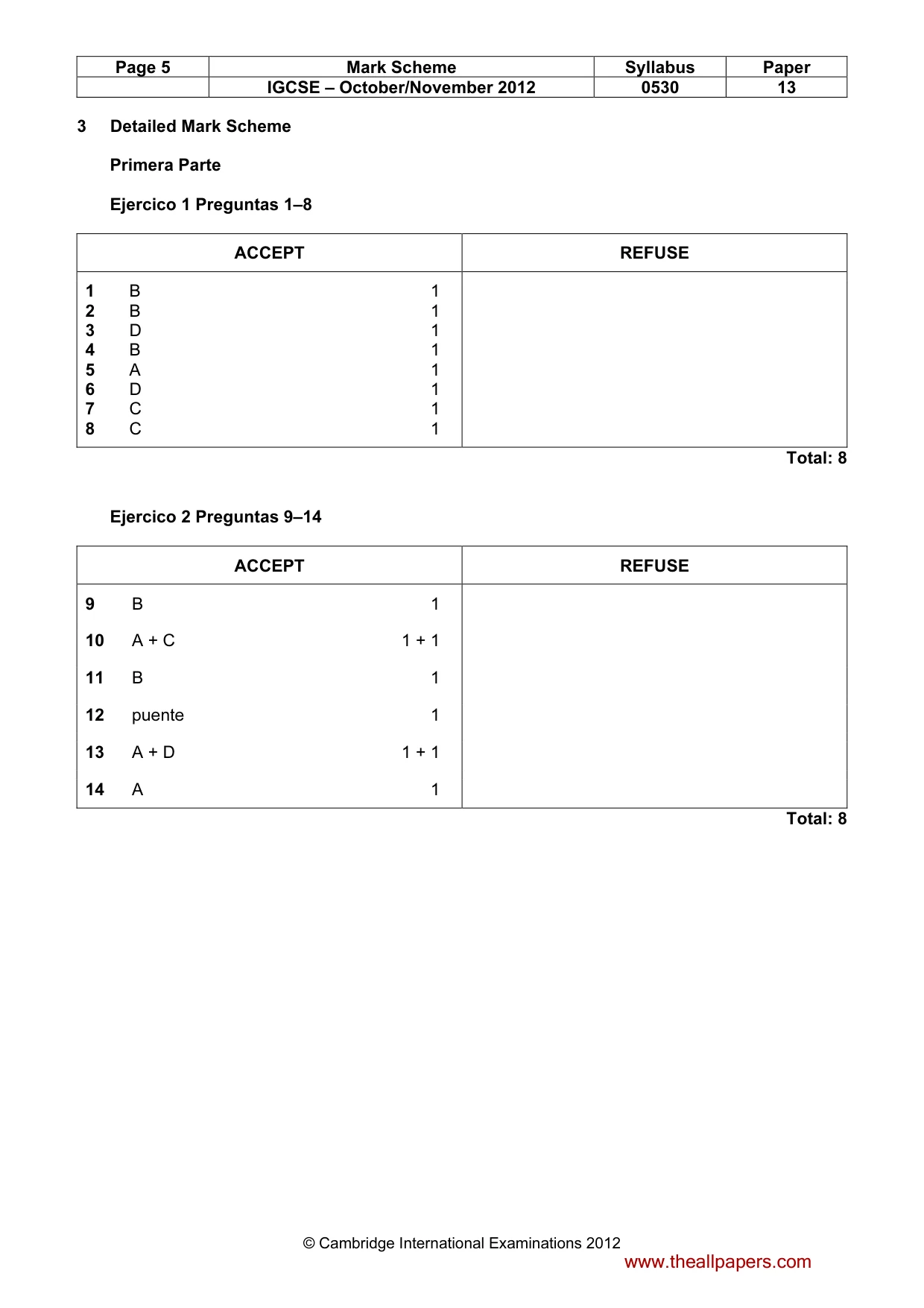 Mark scheme, page 5 of 8