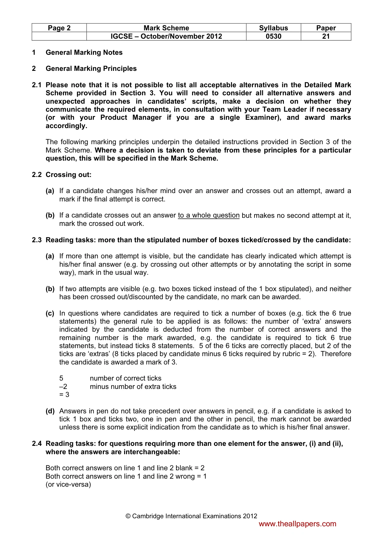 Mark scheme, page 2 of 10
