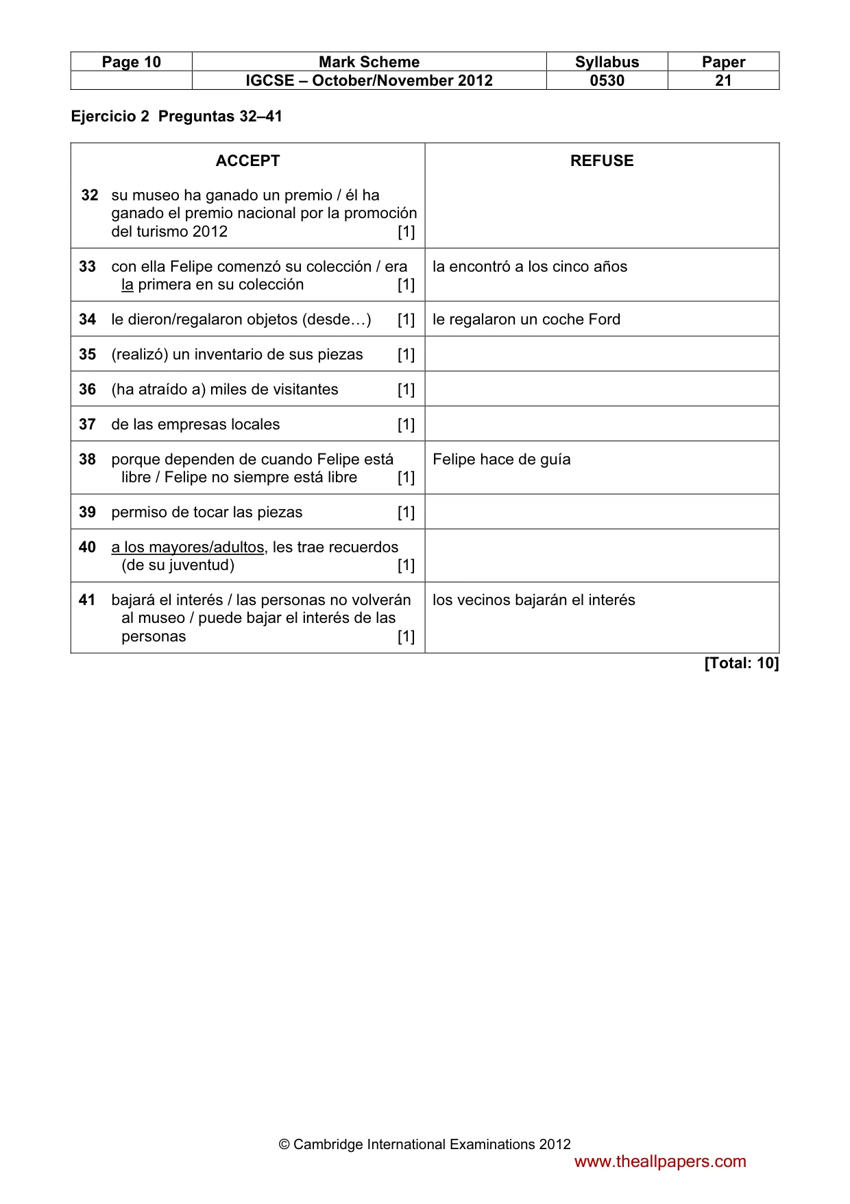 Mark scheme, page 10 of 10