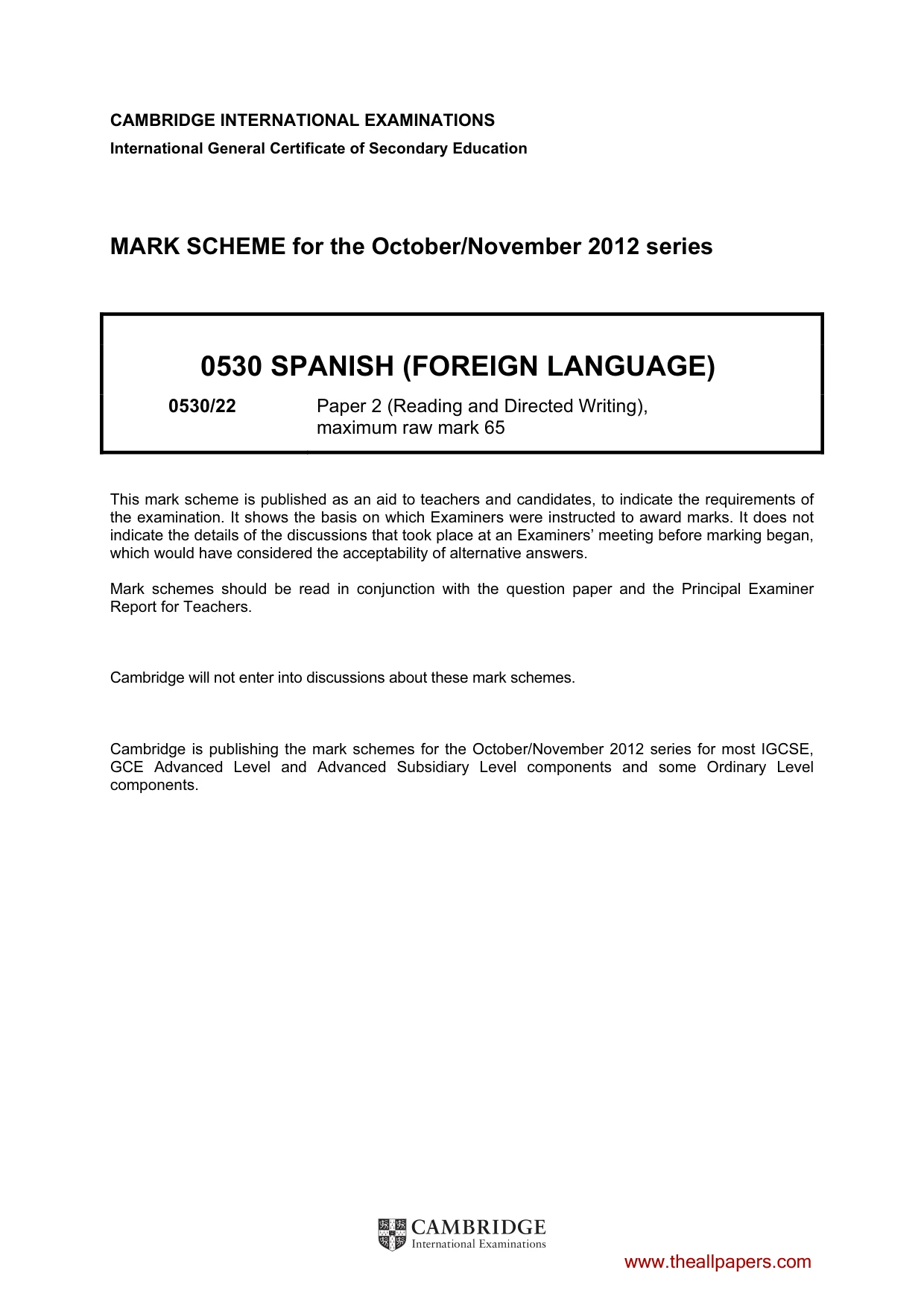 Mark scheme, page 1 of 10
