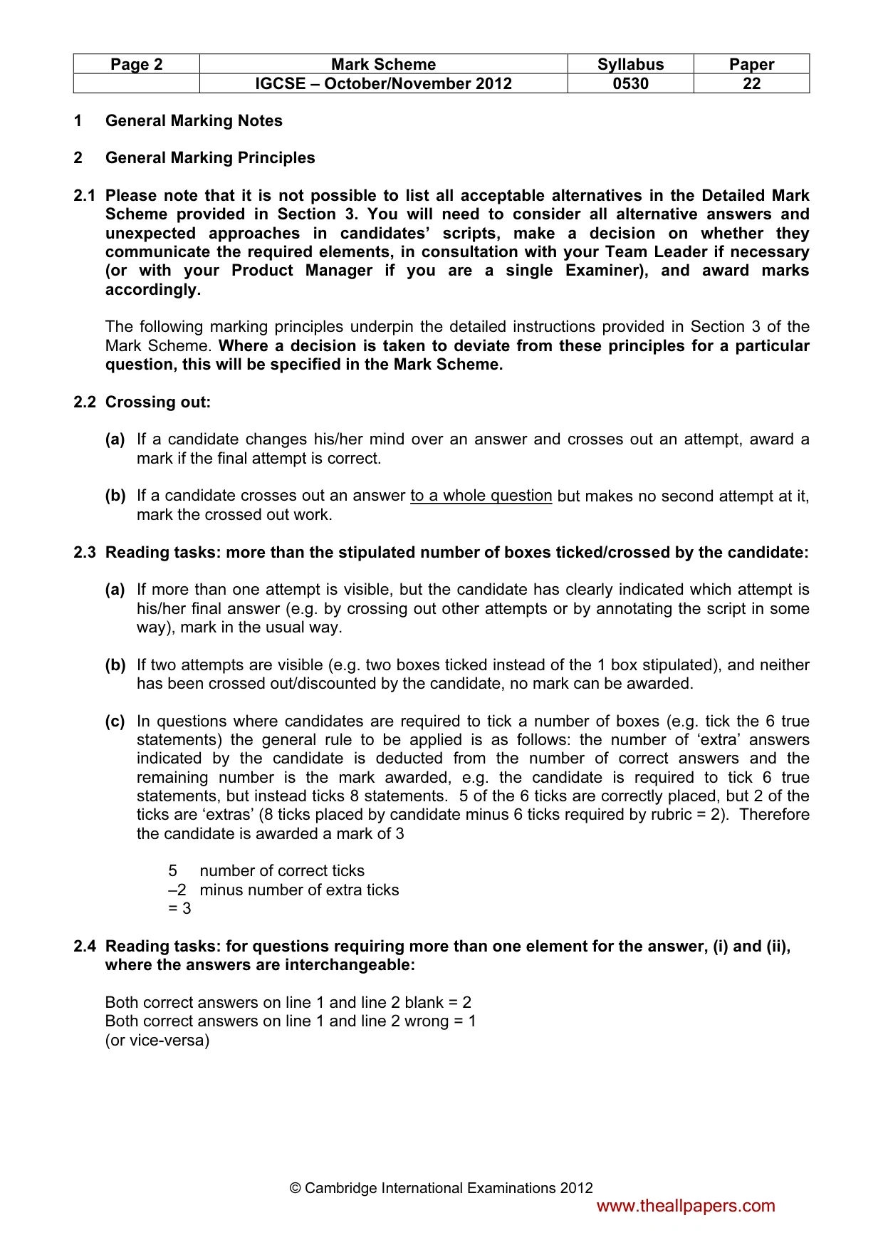 Mark scheme, page 2 of 10