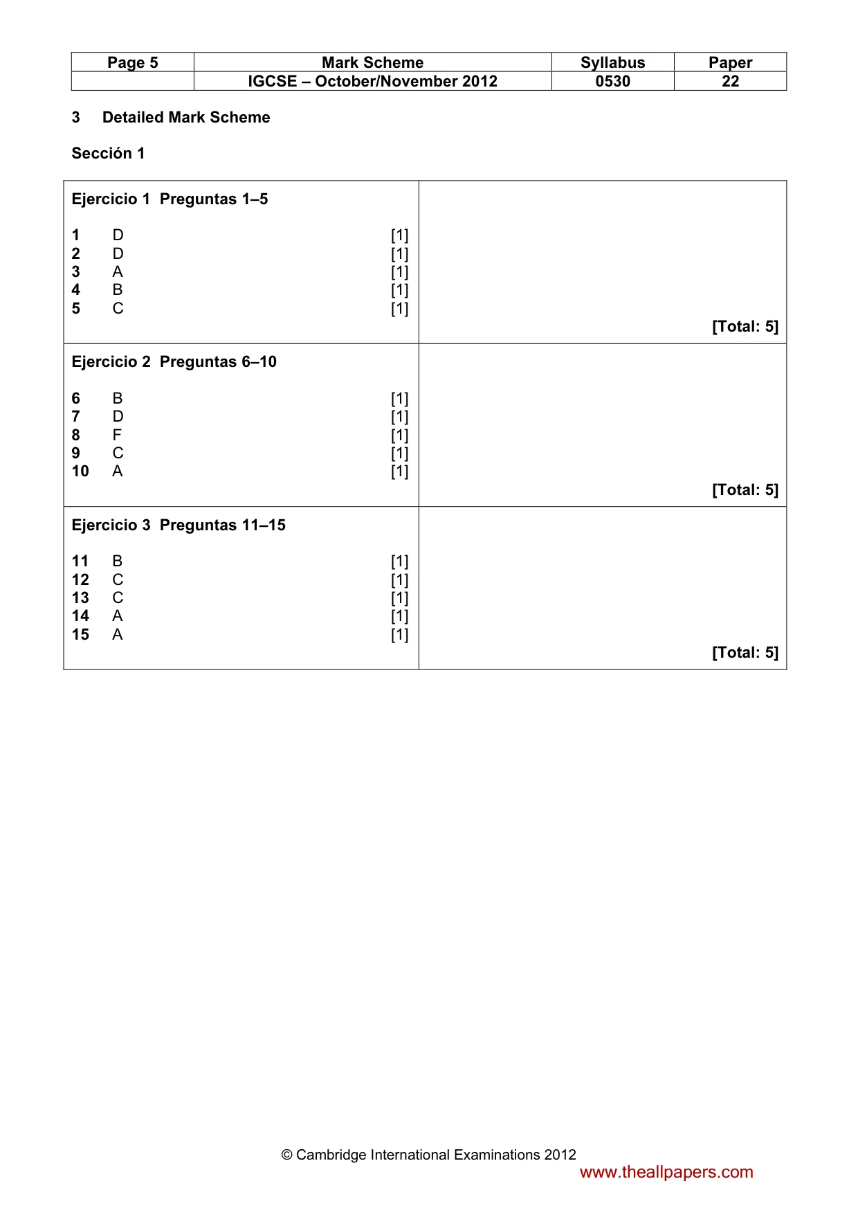 Mark scheme, page 5 of 10