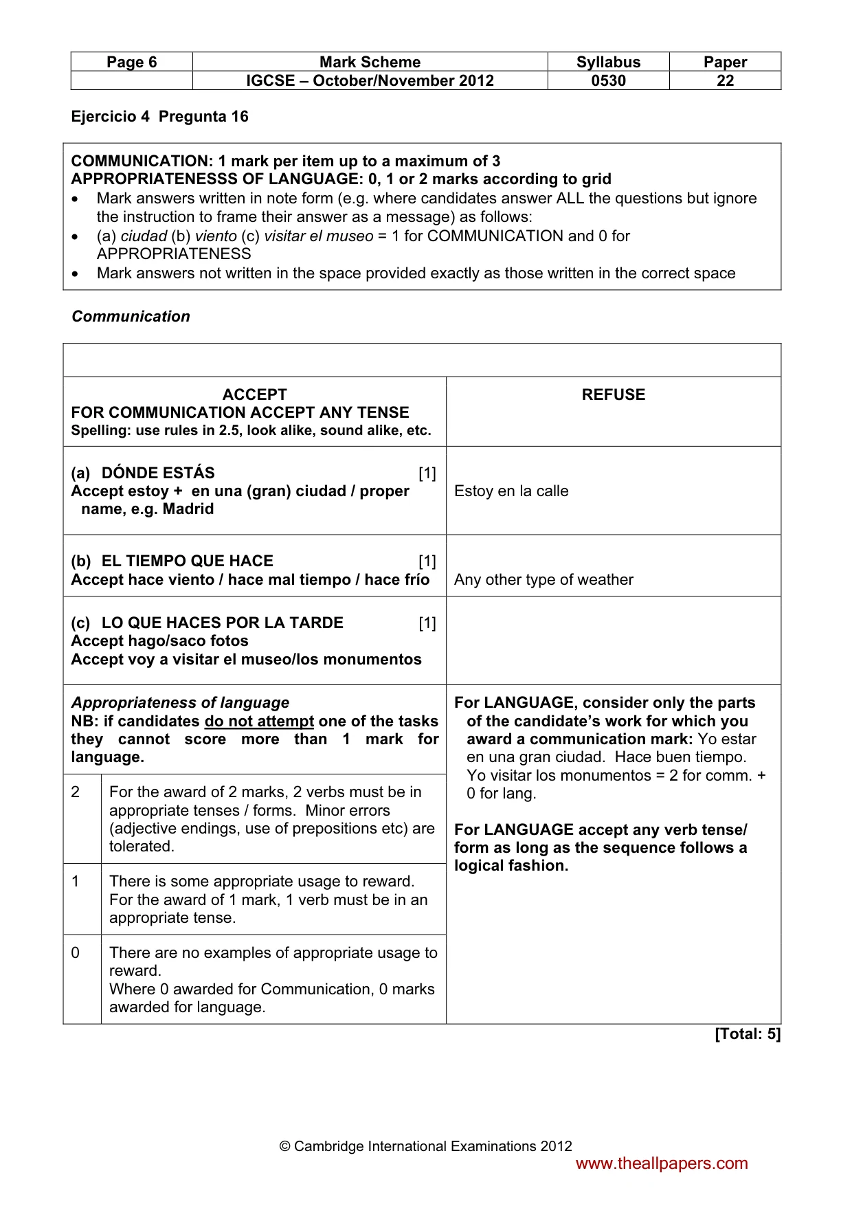 Mark scheme, page 6 of 10