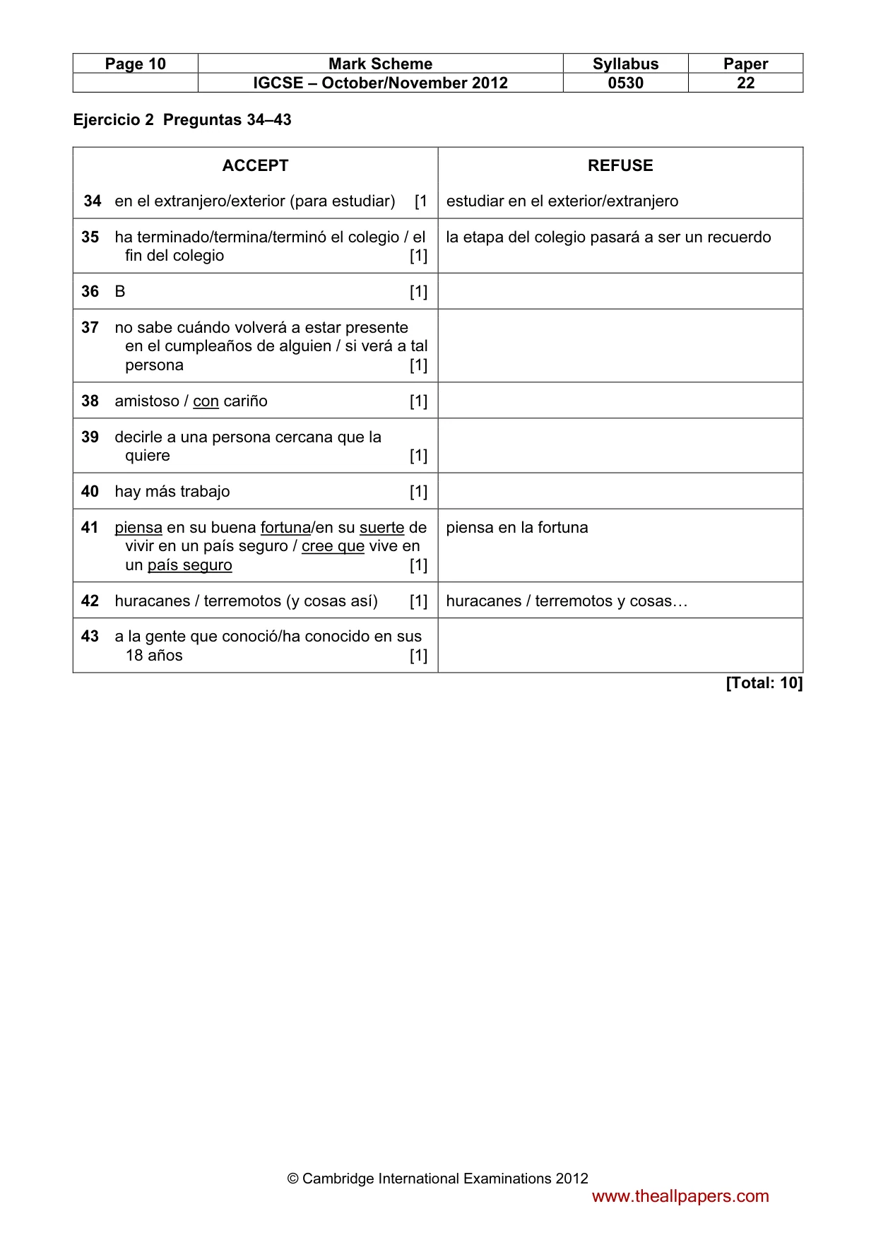 Mark scheme, page 10 of 10