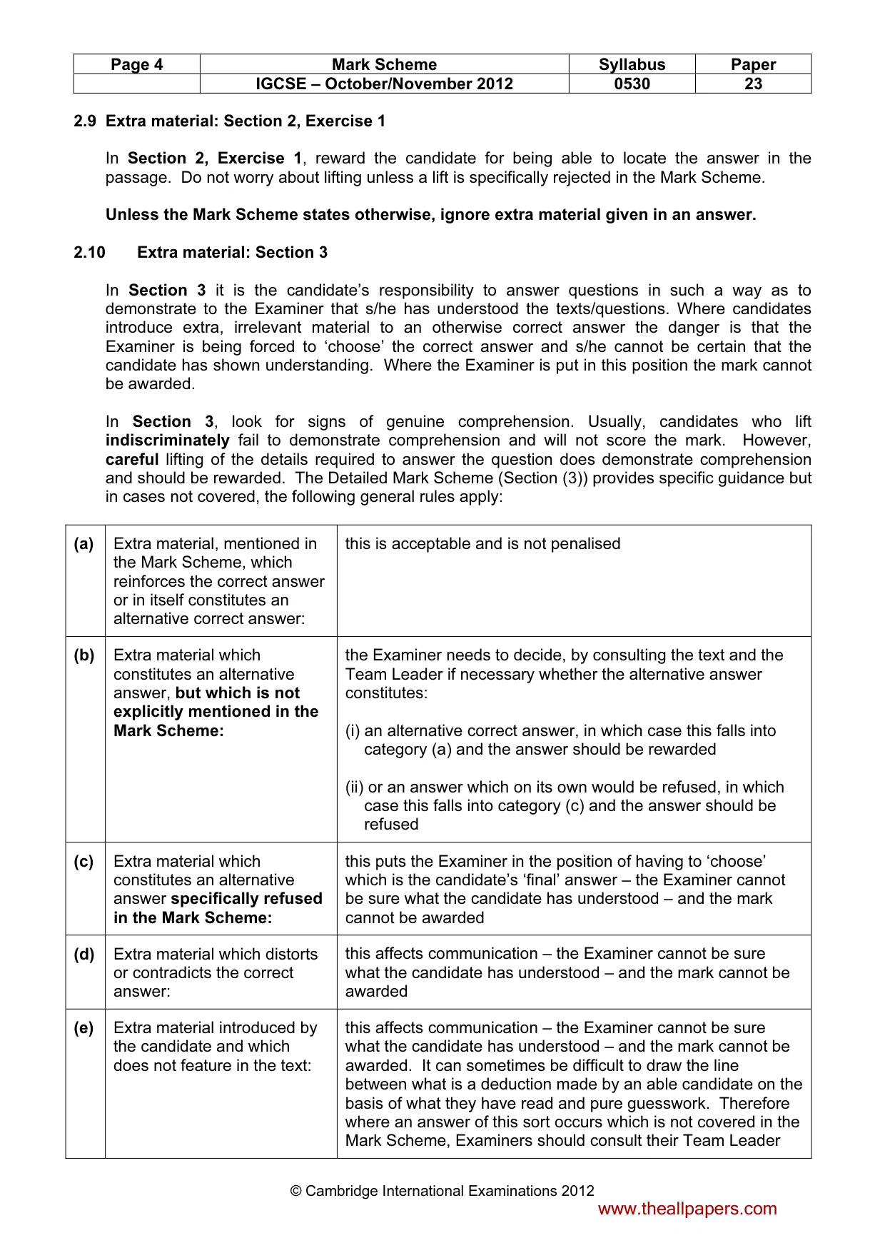 Mark scheme, page 4 of 10