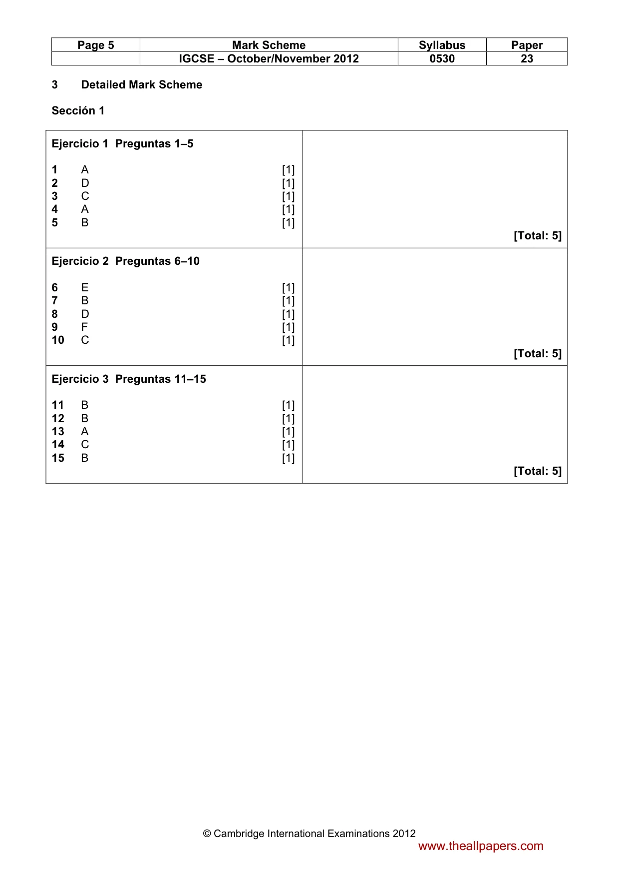 Mark scheme, page 5 of 10