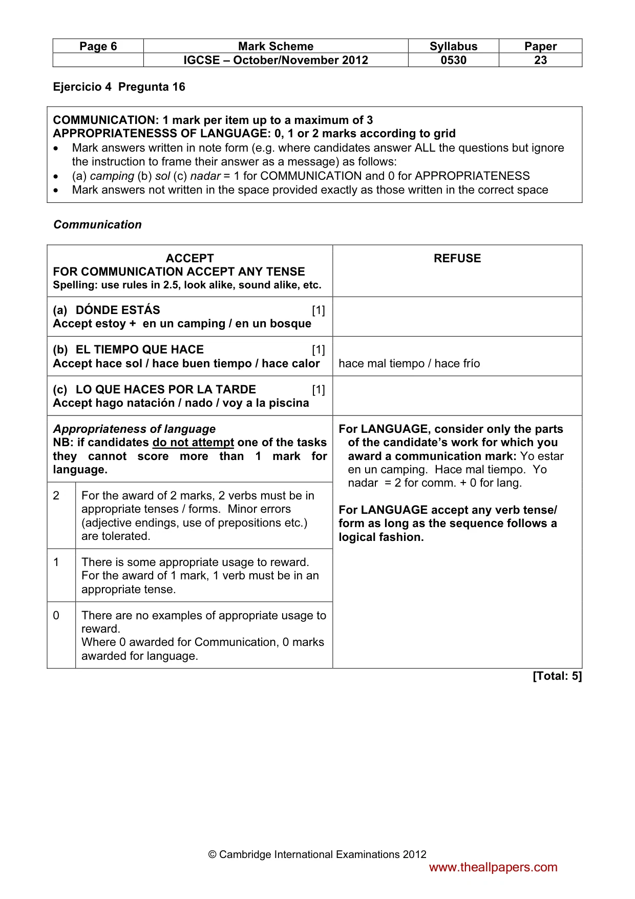 Mark scheme, page 6 of 10