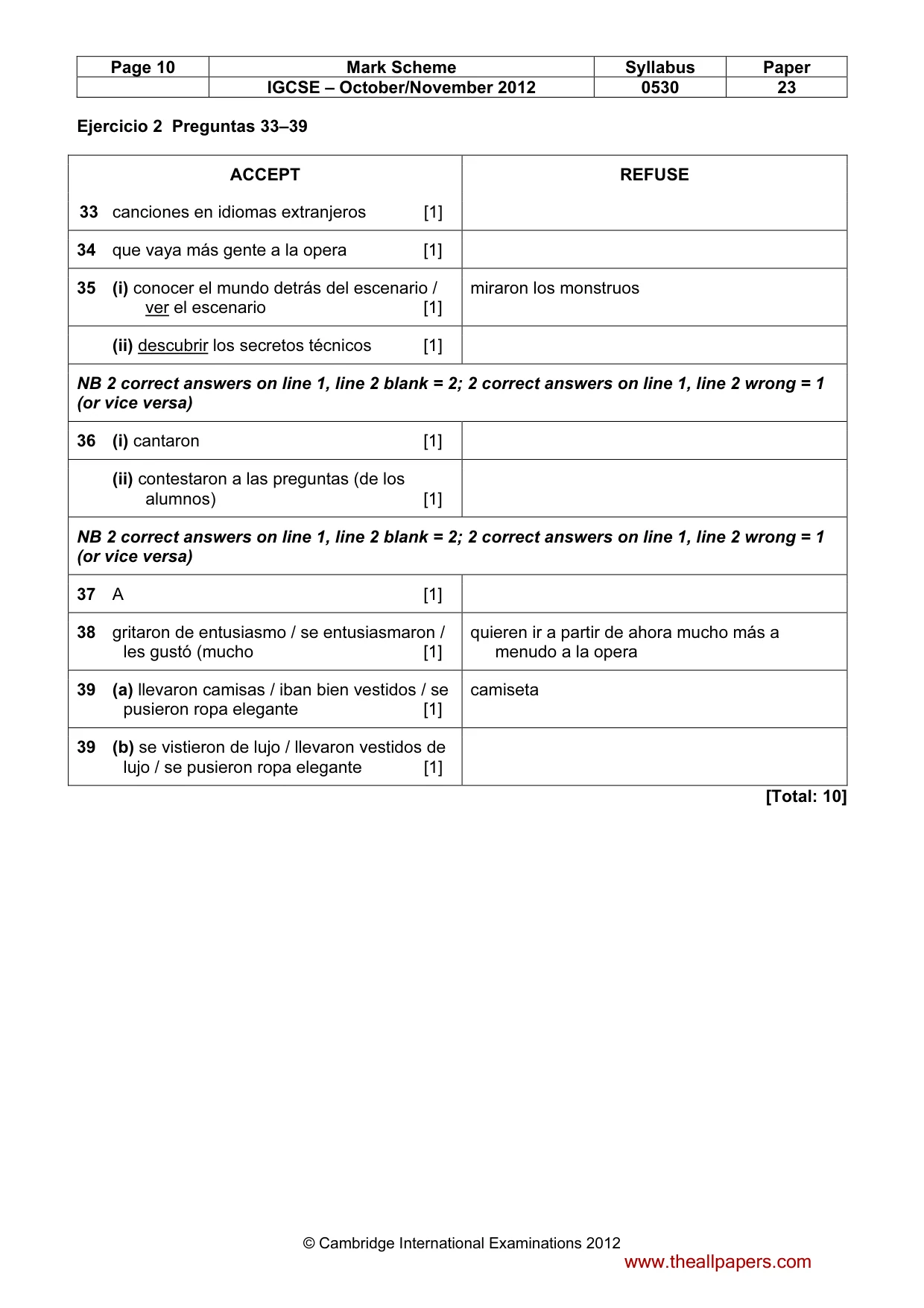 Mark scheme, page 10 of 10