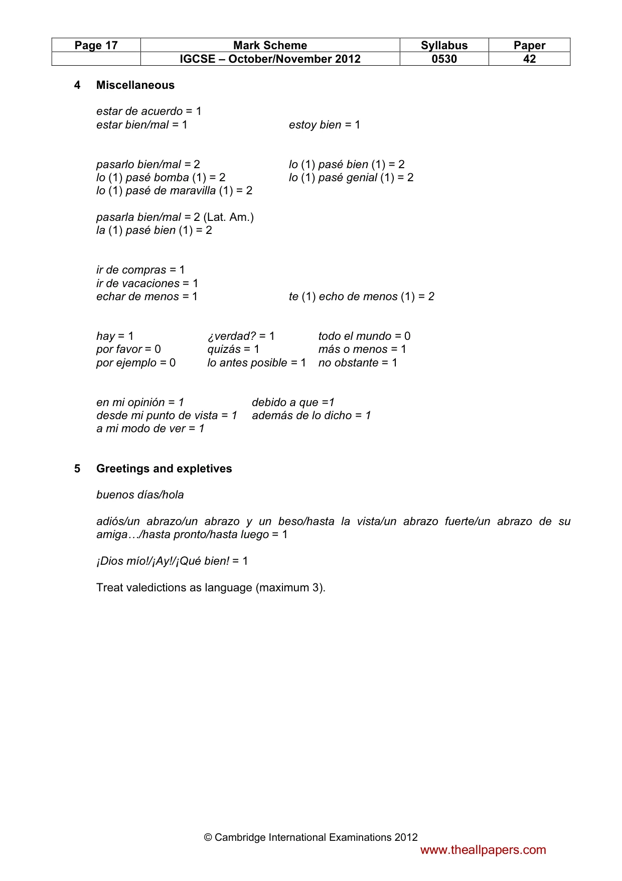 Mark scheme, page 17 of 18