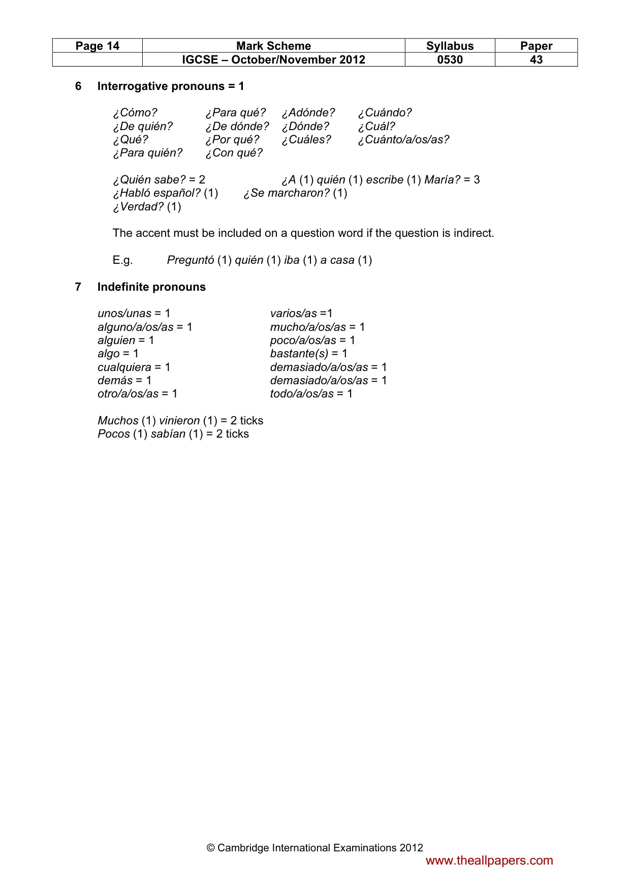 Mark scheme, page 14 of 18