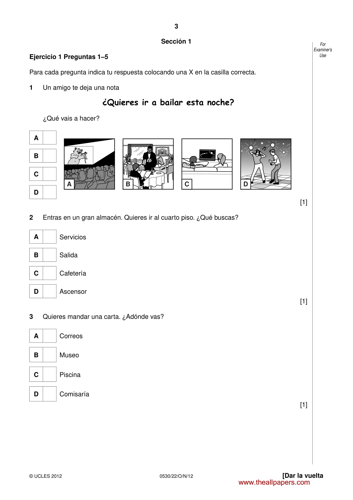Cambridge IGCSE Spanish - Foreign Language 0530 2012 Oct/Nov Paper 2 · Variant 2 question paper, page 3 of 20