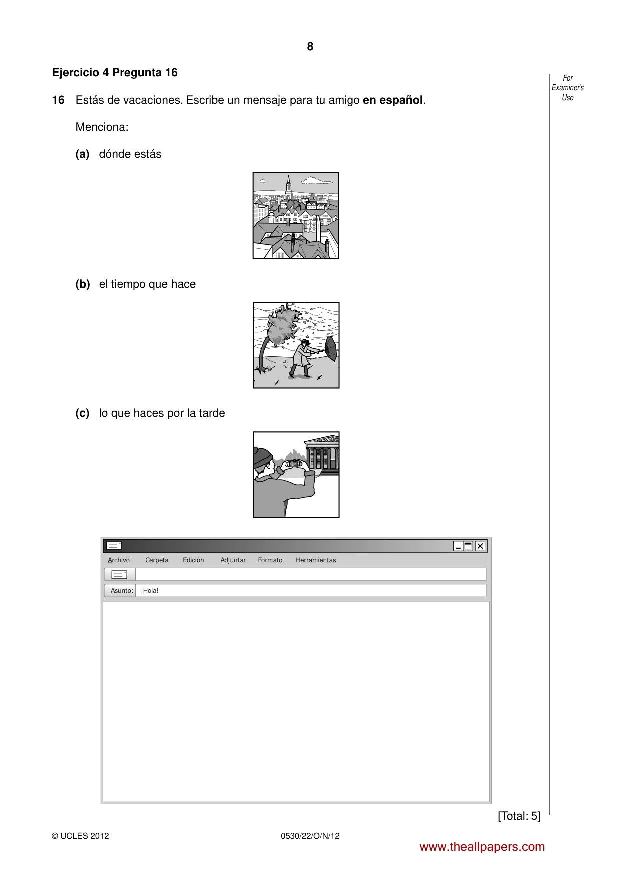 Cambridge IGCSE Spanish - Foreign Language 0530 2012 Oct/Nov Paper 2 · Variant 2 question paper, page 8 of 20