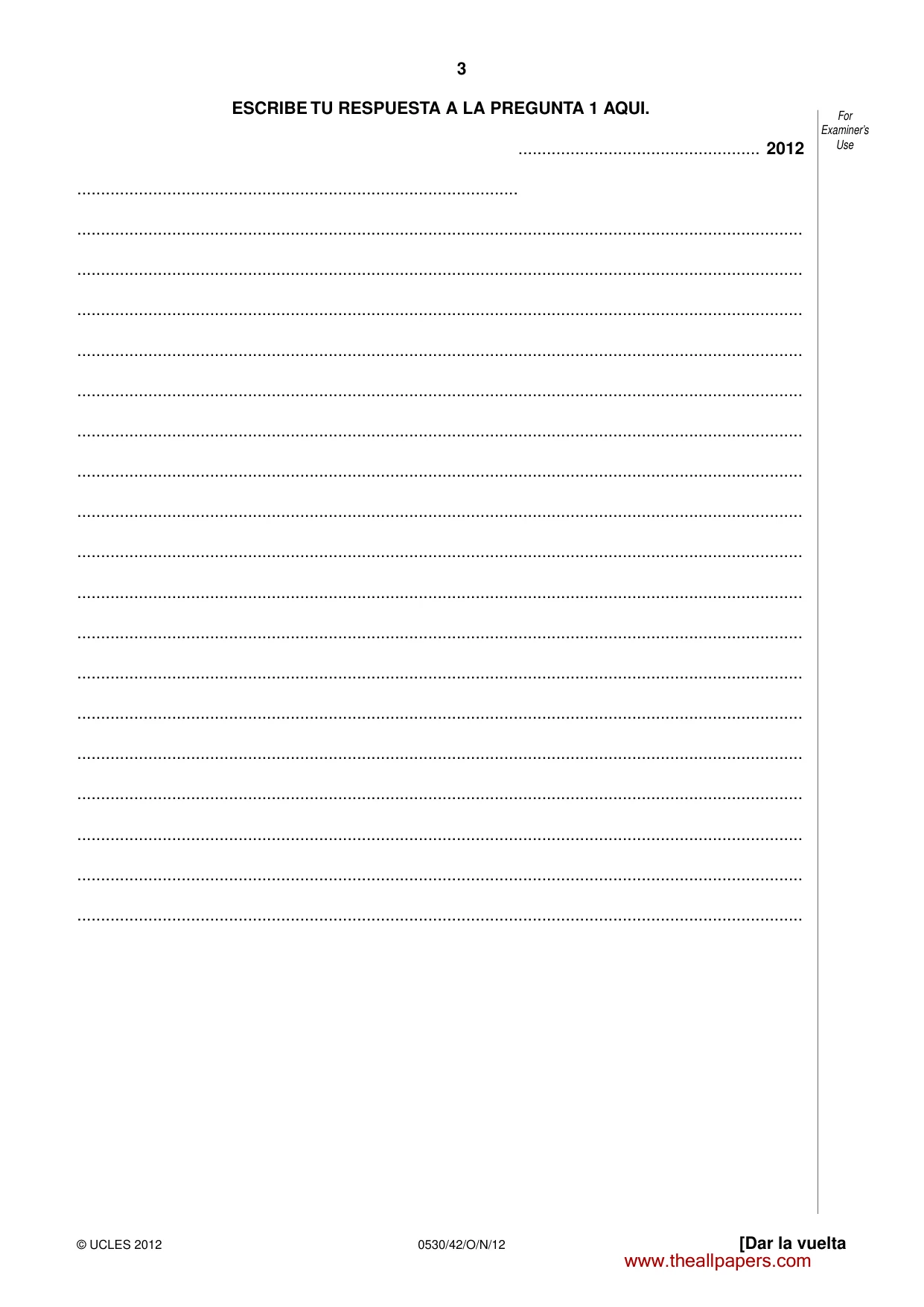 Cambridge IGCSE Spanish - Foreign Language 0530 2012 Oct/Nov Paper 4 · Variant 2 question paper, page 3 of 4