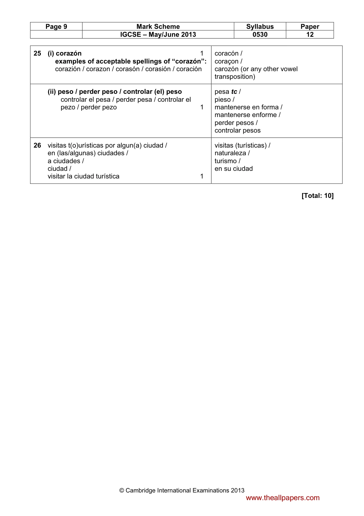 Mark scheme, page 9 of 13