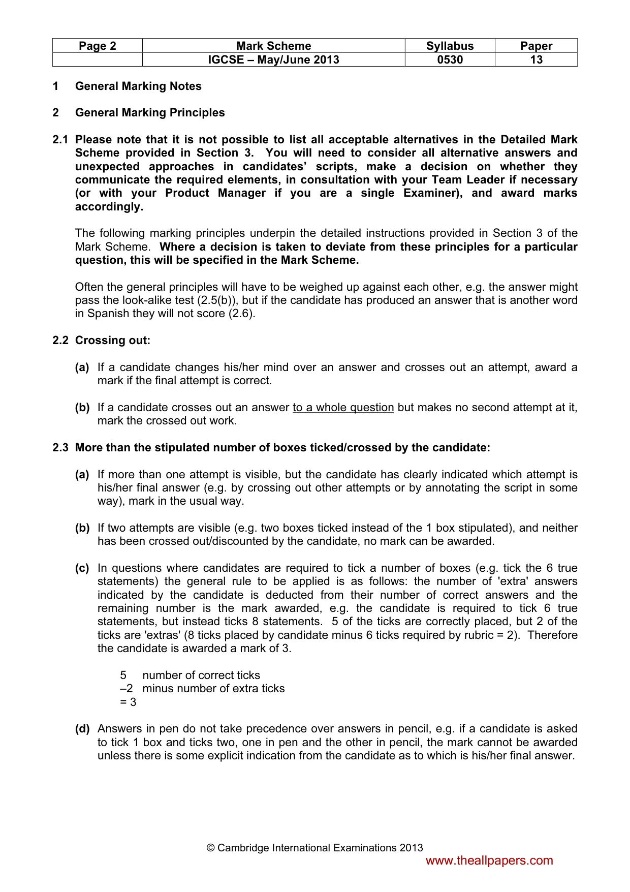 Mark scheme, page 2 of 13