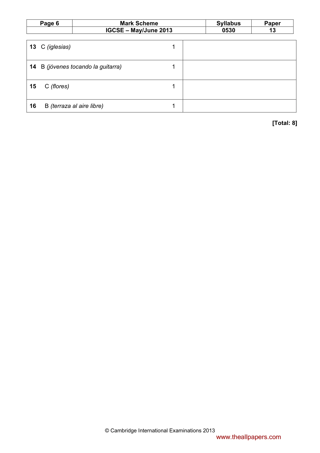 Mark scheme, page 6 of 13