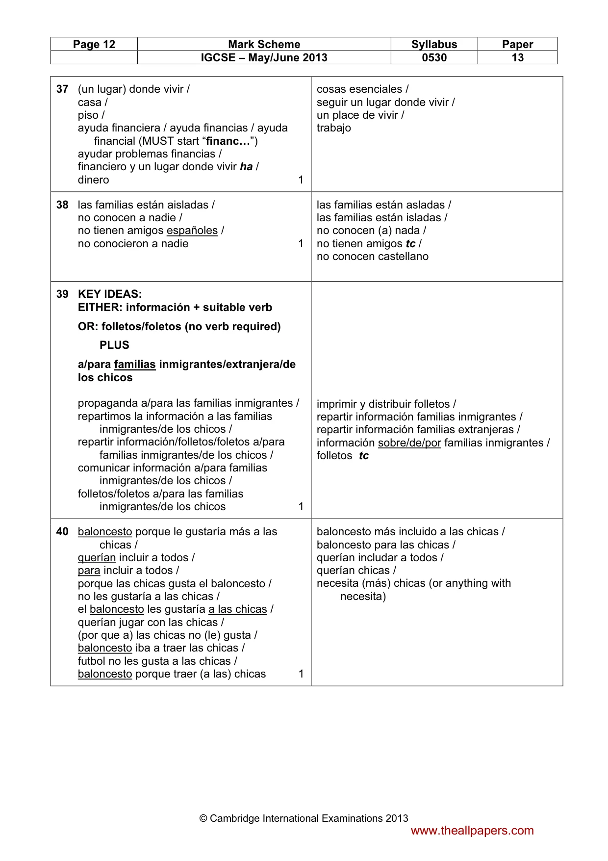 Mark scheme, page 12 of 13