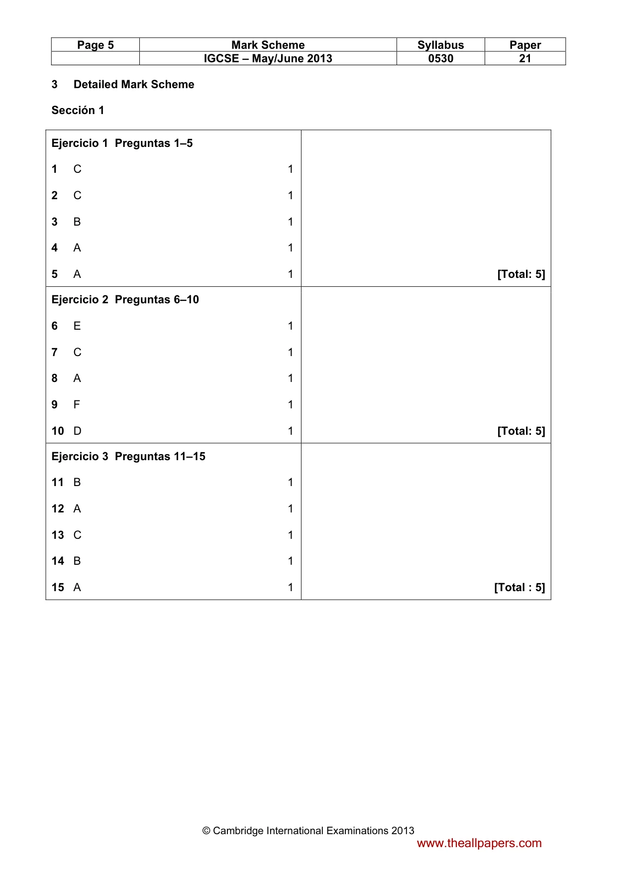Mark scheme, page 5 of 15