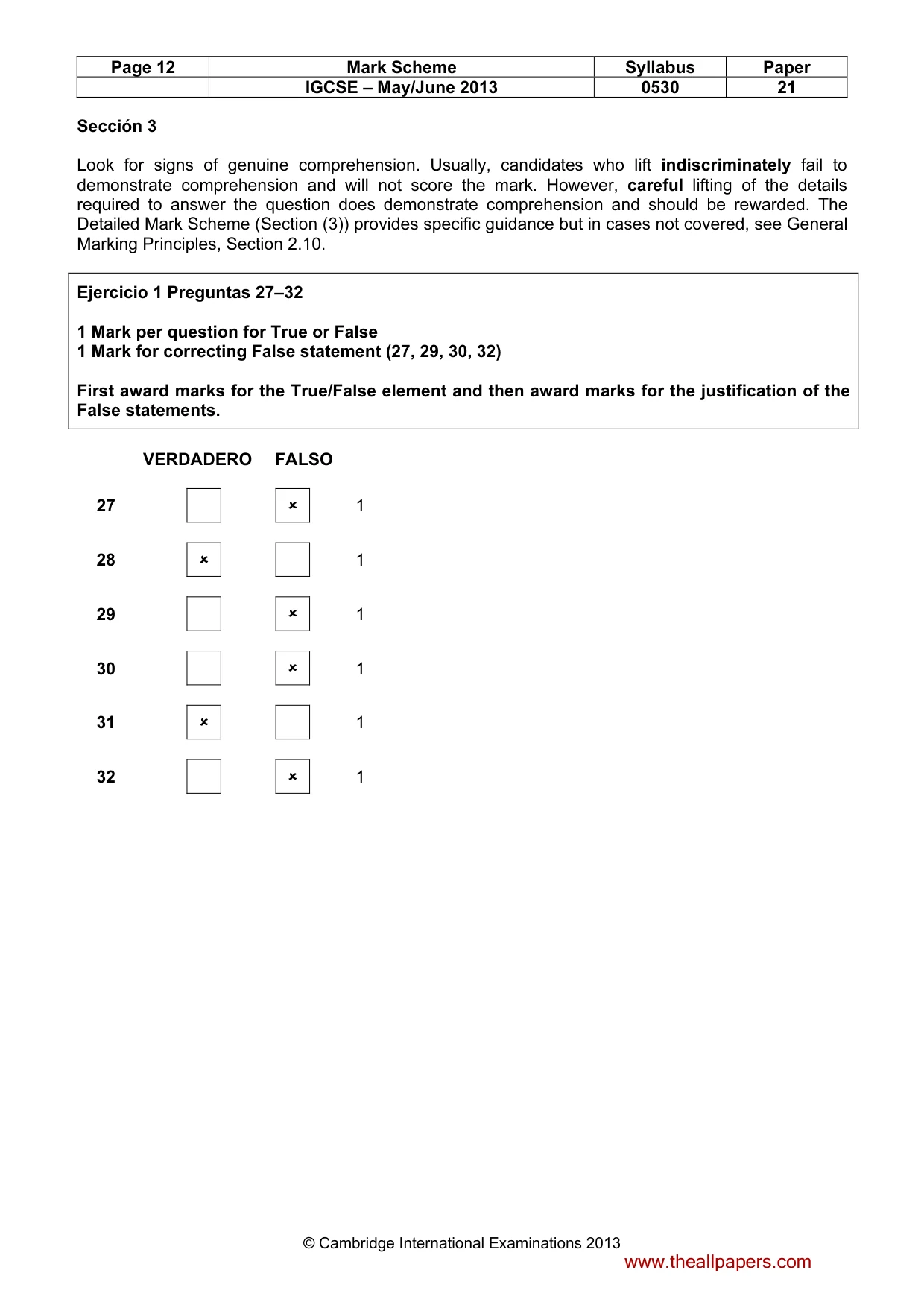 Mark scheme, page 12 of 15