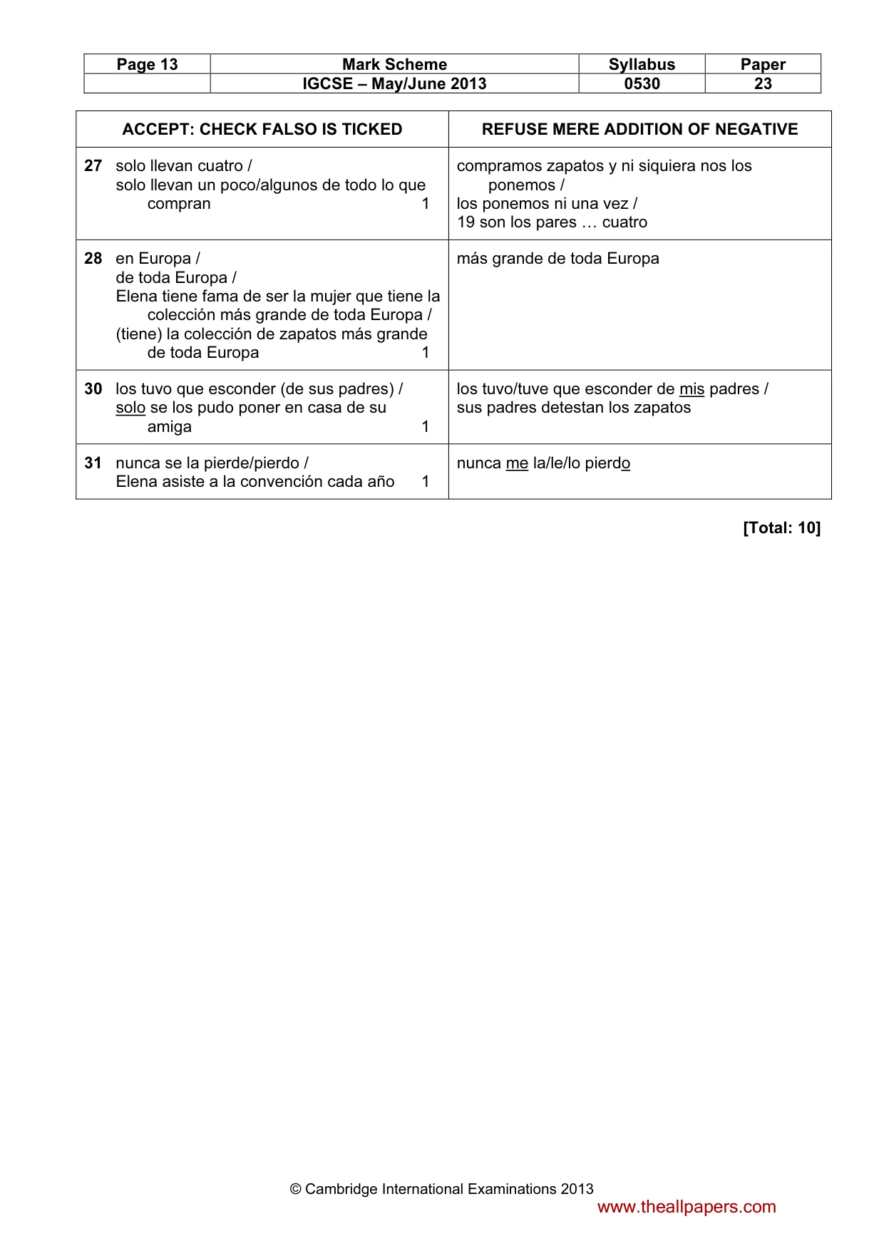 Mark scheme, page 13 of 14