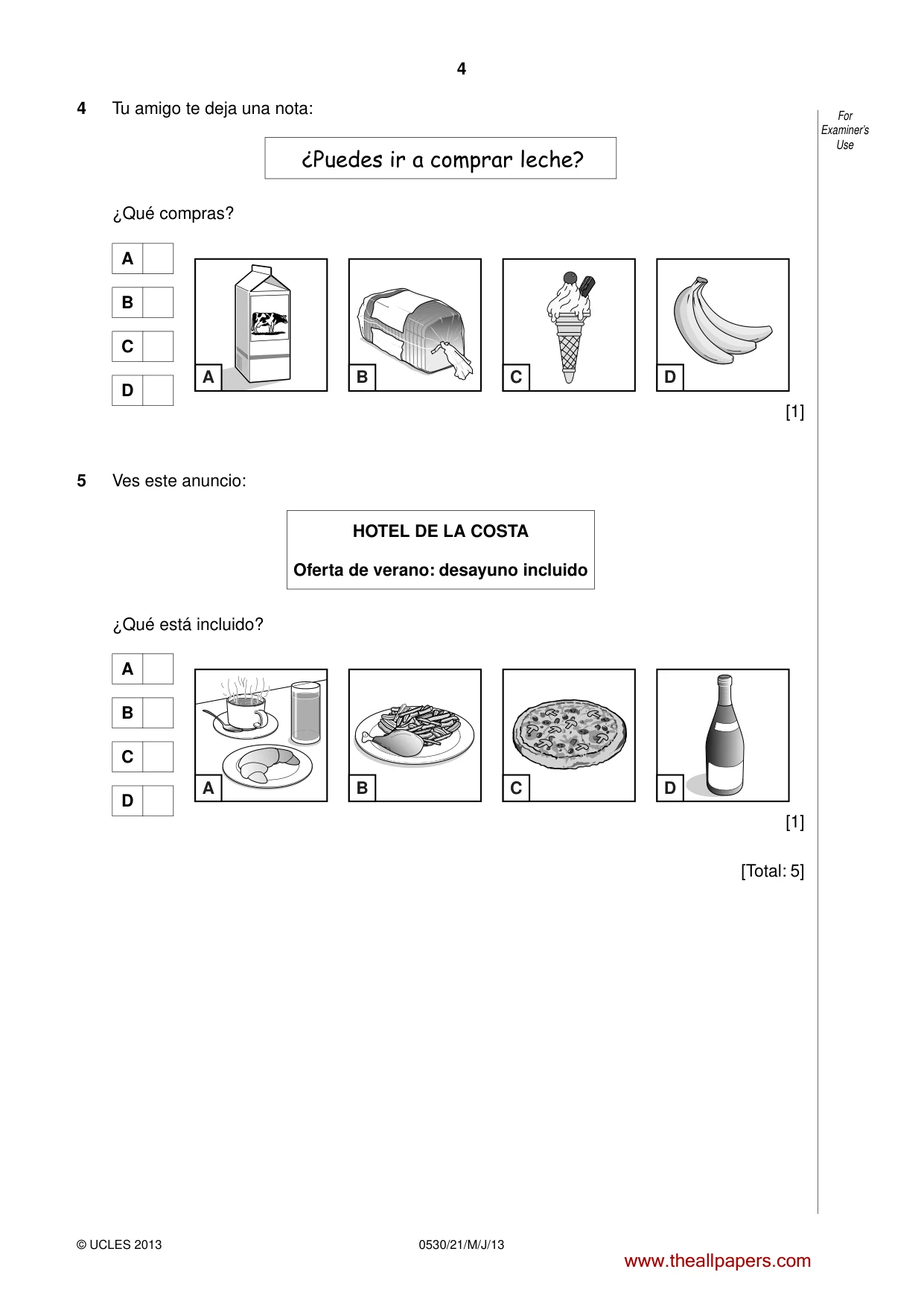 Cambridge IGCSE Spanish - Foreign Language 0530 2013 May/June Paper 2 · Variant 1 question paper, page 4 of 20
