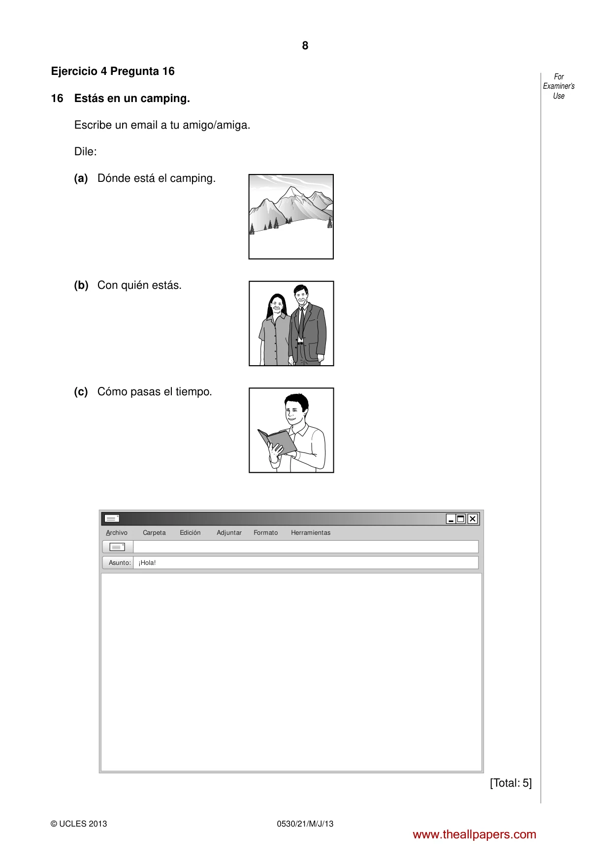Cambridge IGCSE Spanish - Foreign Language 0530 2013 May/June Paper 2 · Variant 1 question paper, page 8 of 20