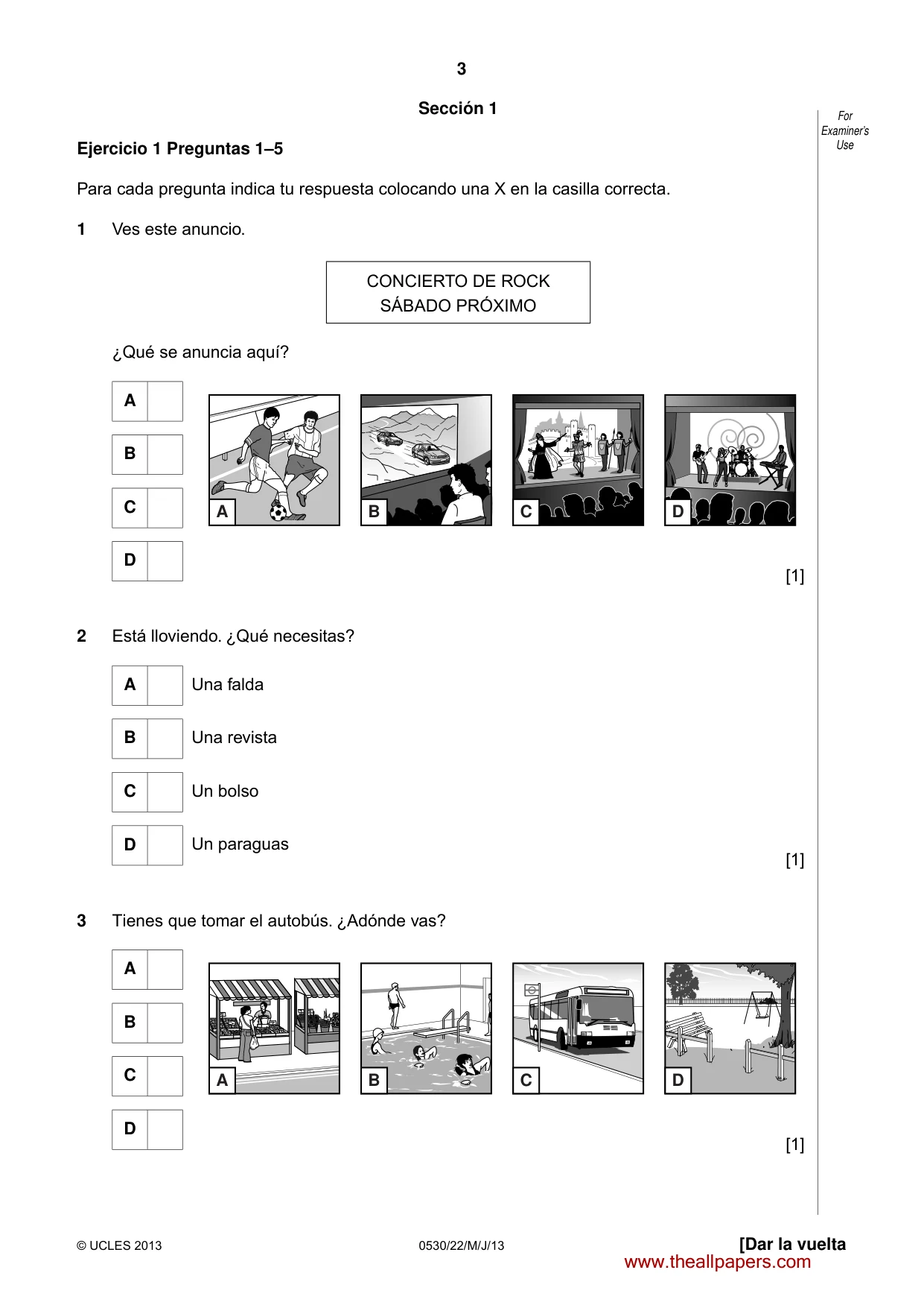 Cambridge IGCSE Spanish - Foreign Language 0530 2013 May/June Paper 2 · Variant 2 question paper, page 3 of 20