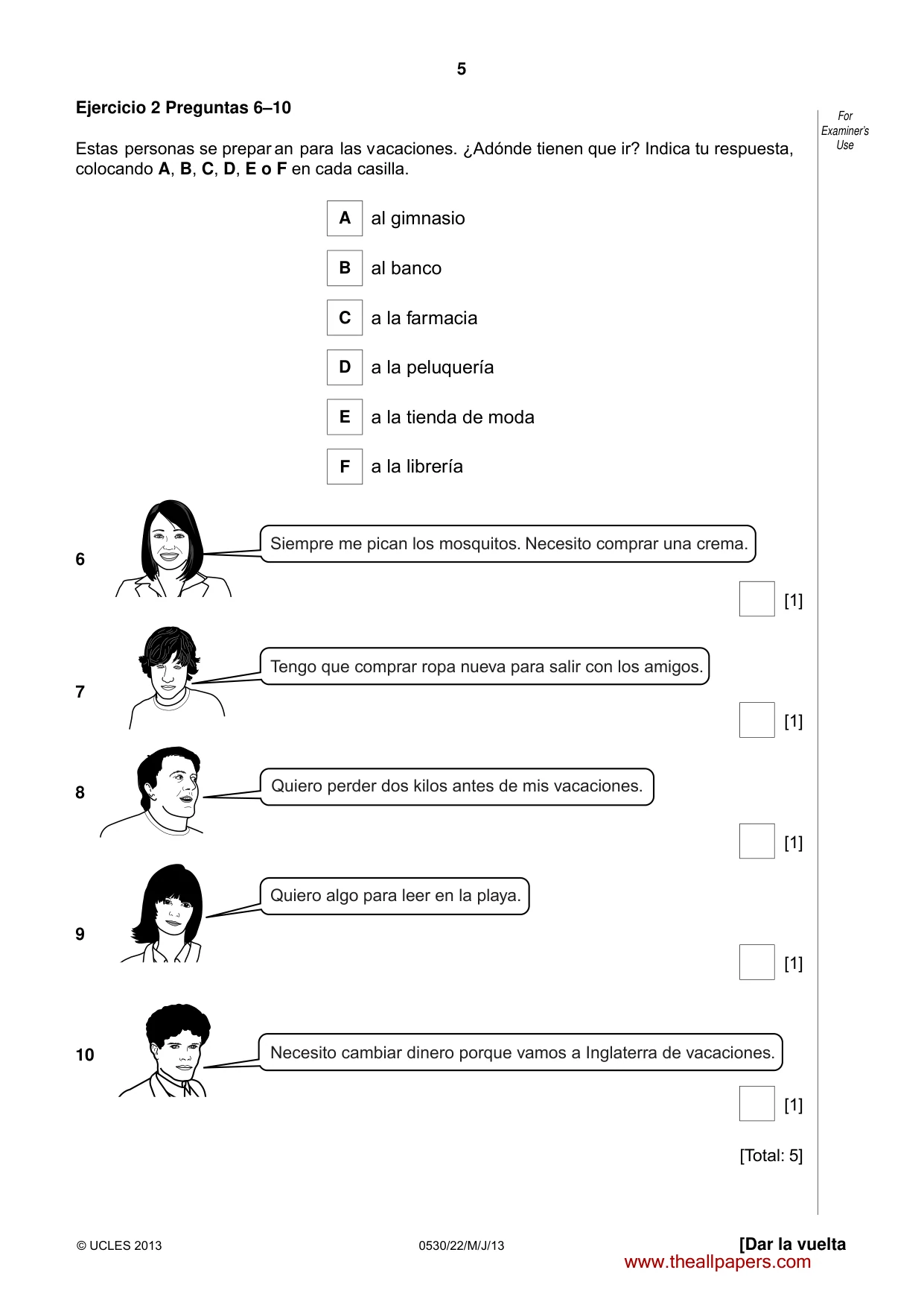 Cambridge IGCSE Spanish - Foreign Language 0530 2013 May/June Paper 2 · Variant 2 question paper, page 5 of 20