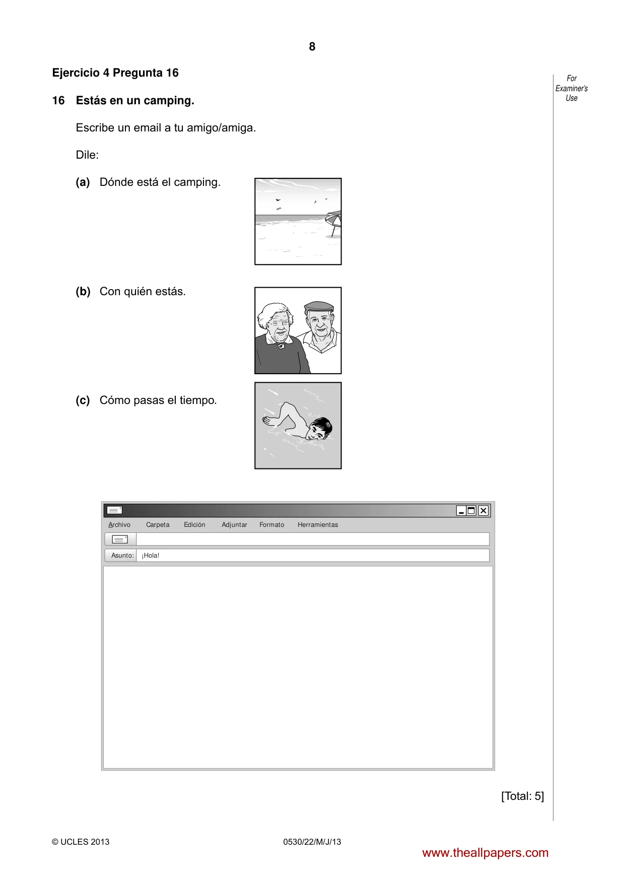 Cambridge IGCSE Spanish - Foreign Language 0530 2013 May/June Paper 2 · Variant 2 question paper, page 8 of 20