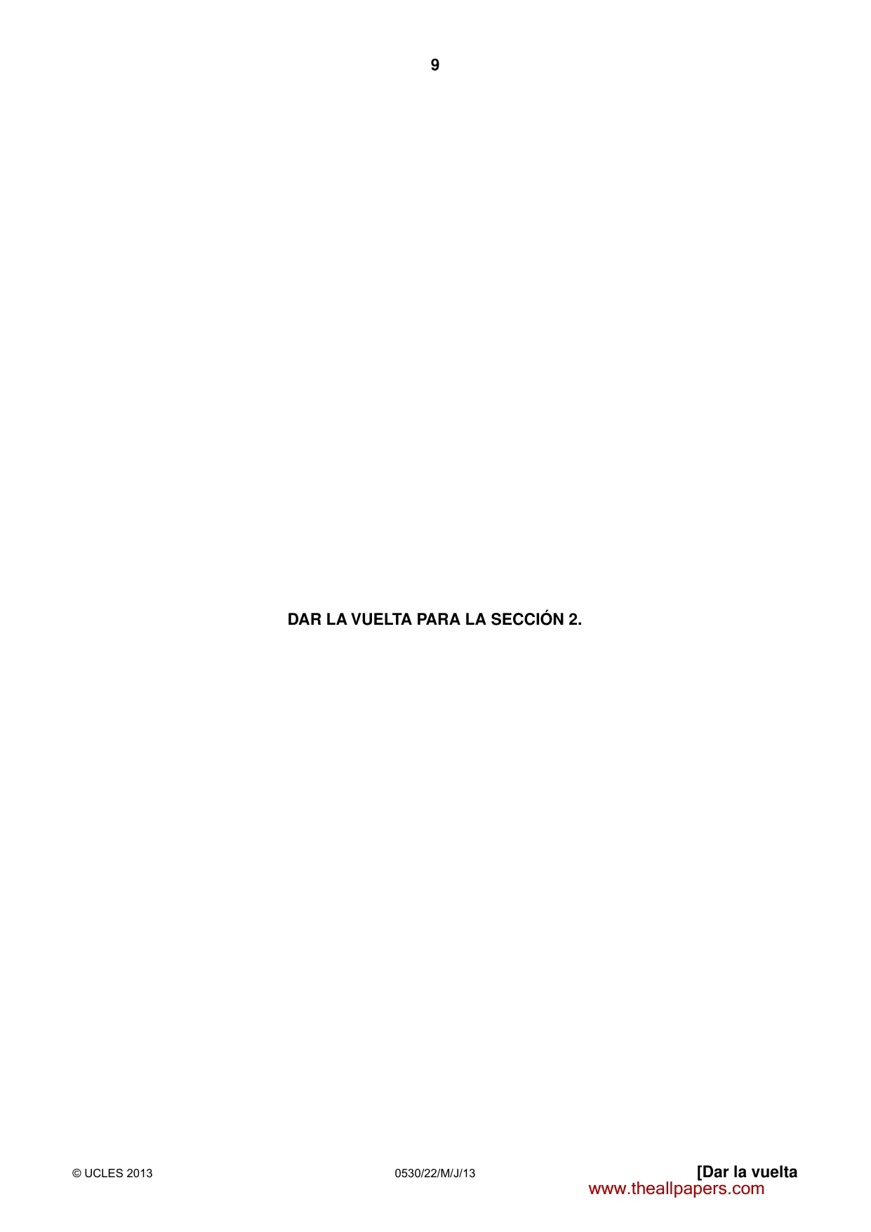 Cambridge IGCSE Spanish - Foreign Language 0530 2013 May/June Paper 2 · Variant 2 question paper, page 9 of 20
