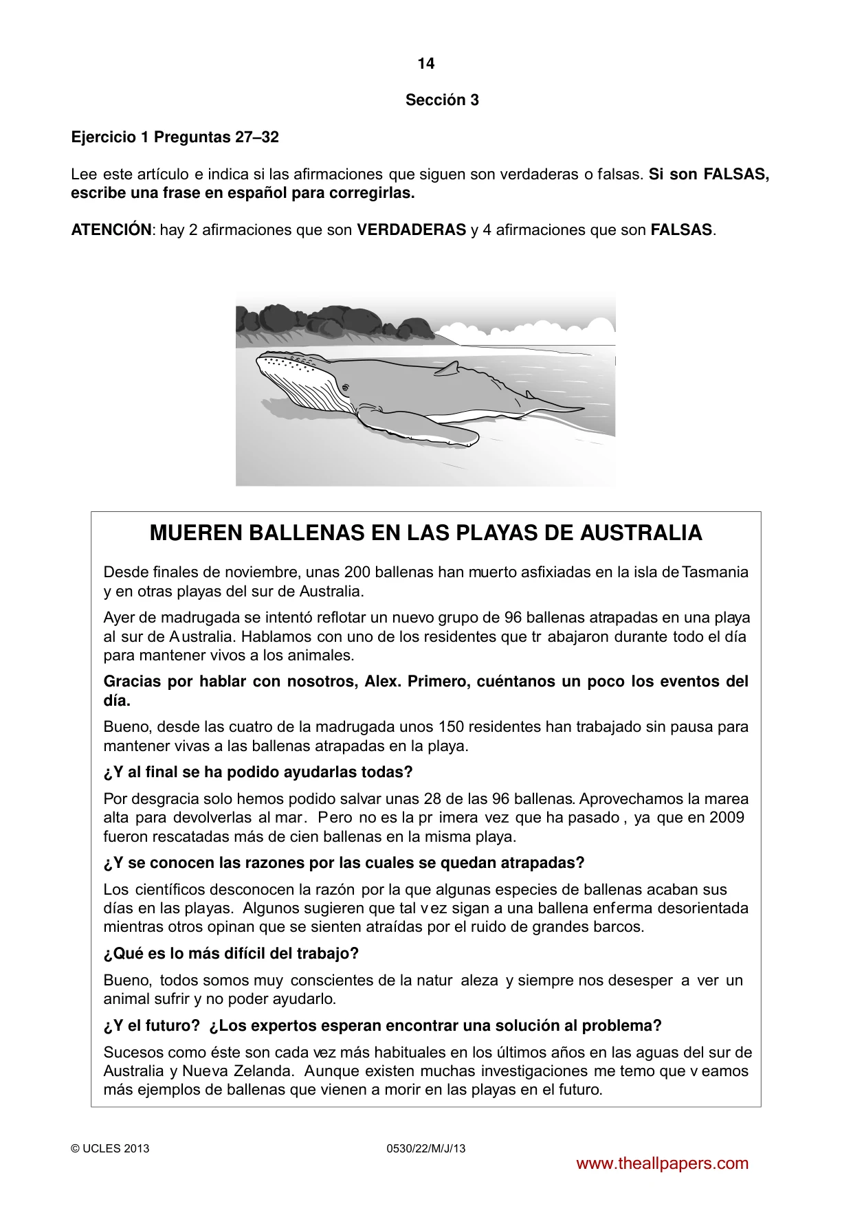 Cambridge IGCSE Spanish - Foreign Language 0530 2013 May/June Paper 2 · Variant 2 question paper, page 14 of 20