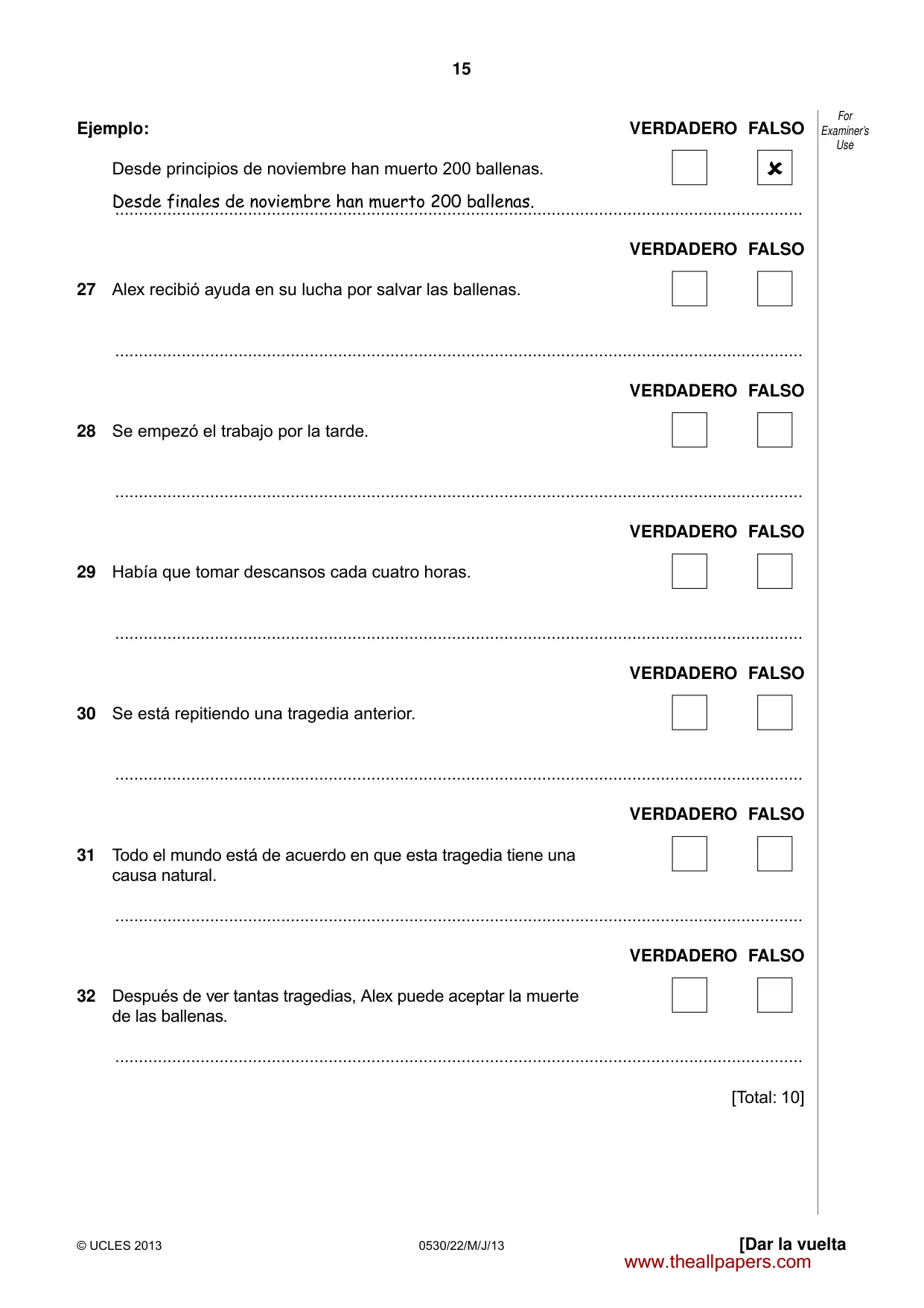 Cambridge IGCSE Spanish - Foreign Language 0530 2013 May/June Paper 2 · Variant 2 question paper, page 15 of 20