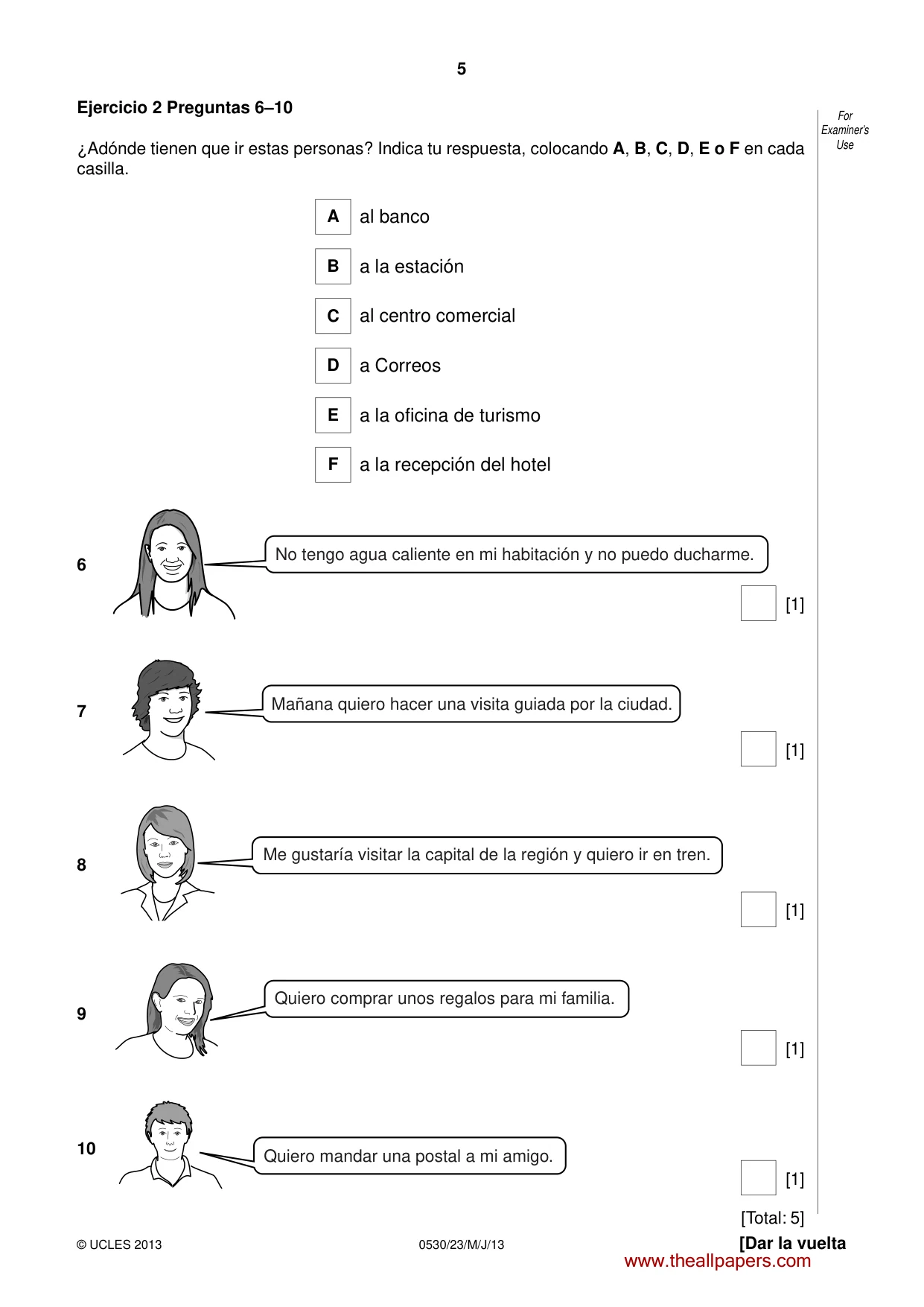 Cambridge IGCSE Spanish - Foreign Language 0530 2013 May/June Paper 2 · Variant 3 question paper, page 5 of 20