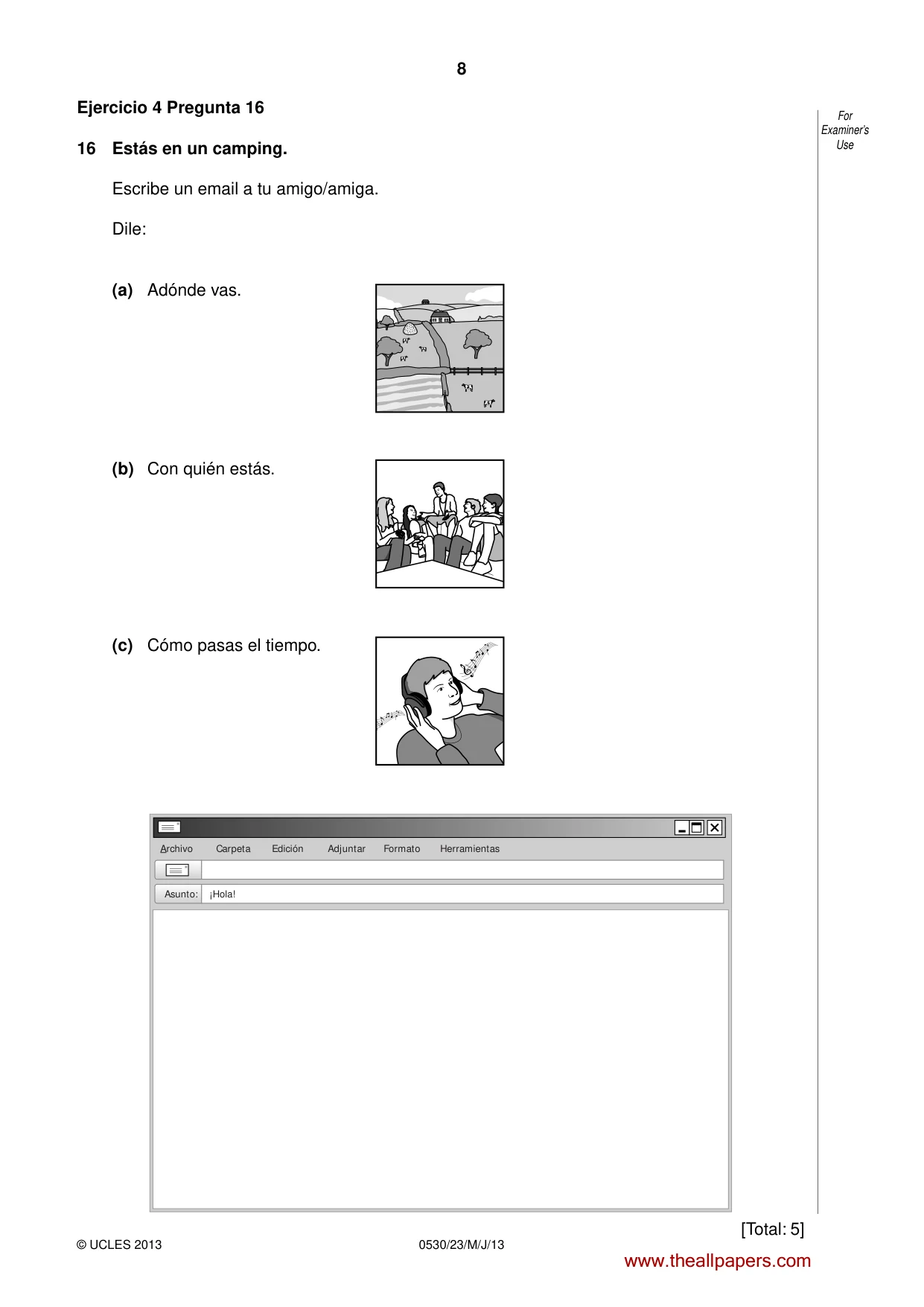 Cambridge IGCSE Spanish - Foreign Language 0530 2013 May/June Paper 2 · Variant 3 question paper, page 8 of 20