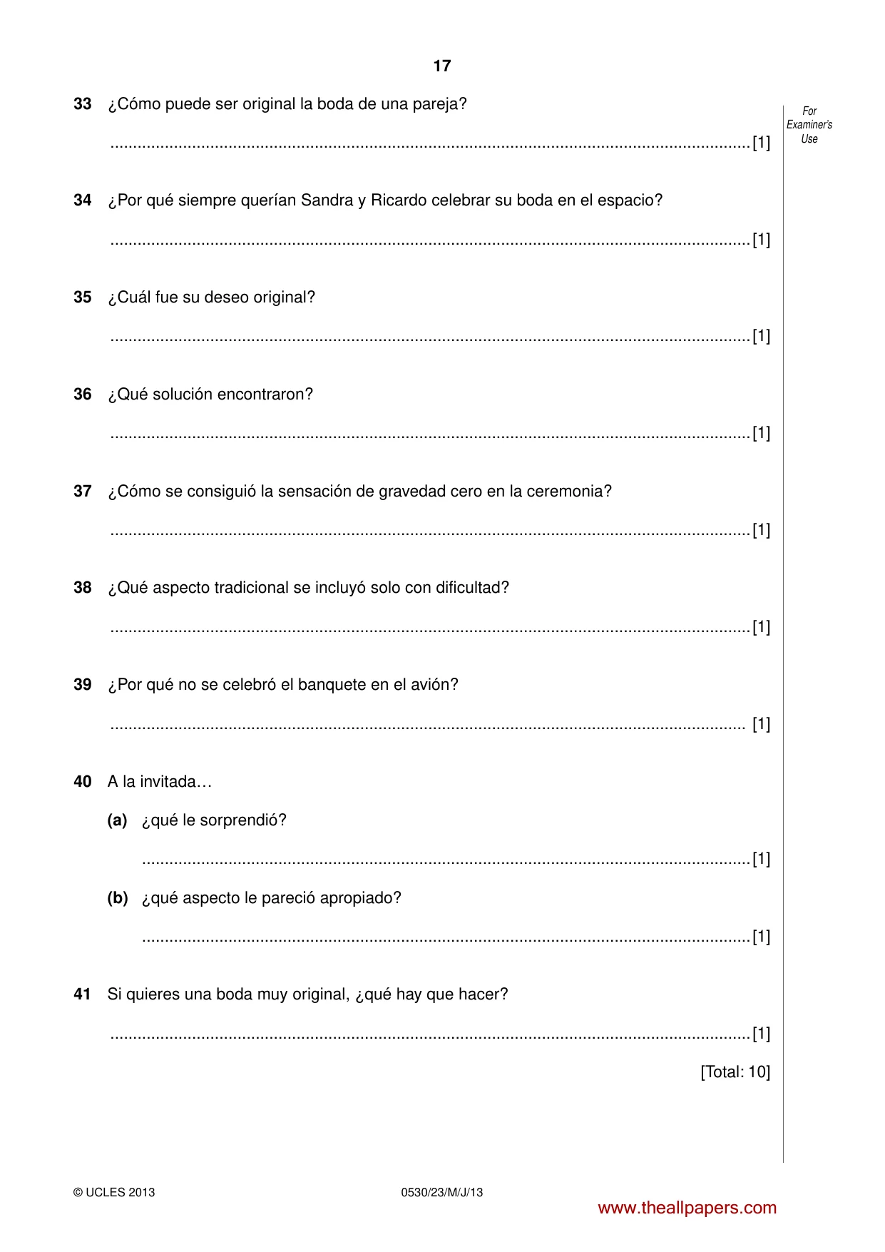 Cambridge IGCSE Spanish - Foreign Language 0530 2013 May/June Paper 2 · Variant 3 question paper, page 17 of 20