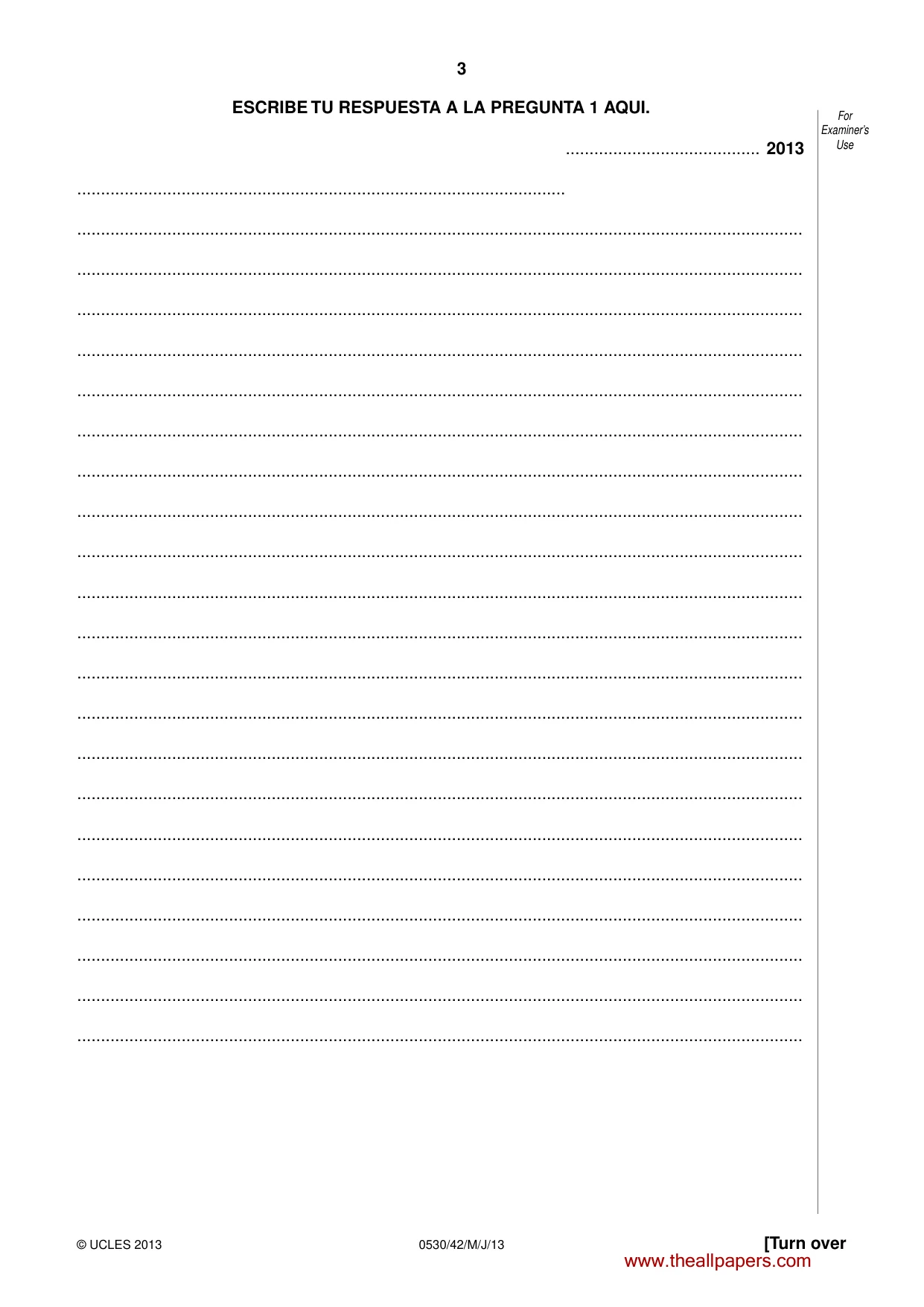 Cambridge IGCSE Spanish - Foreign Language 0530 2013 May/June Paper 4 · Variant 2 question paper, page 3 of 4