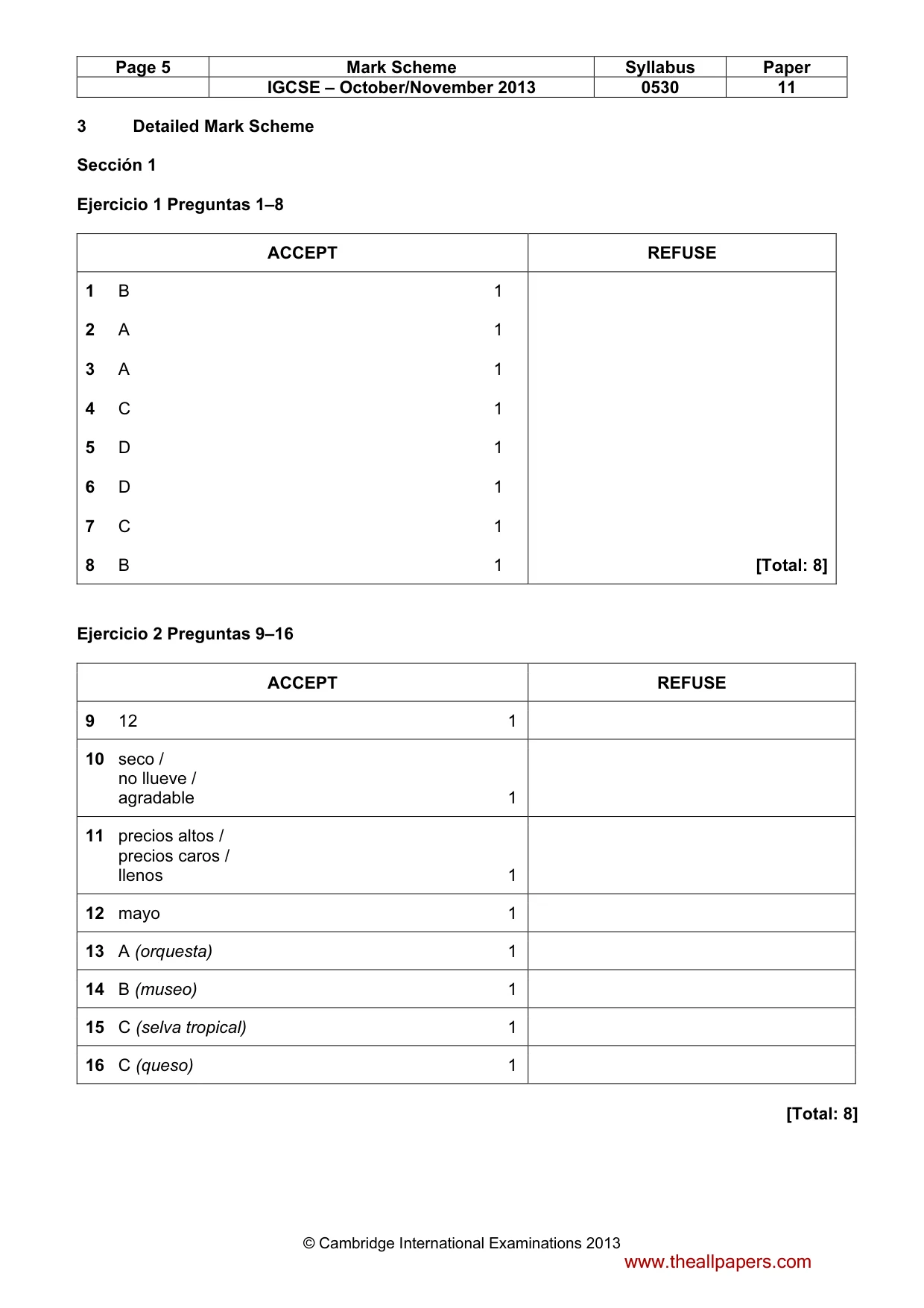 Mark scheme, page 5 of 9