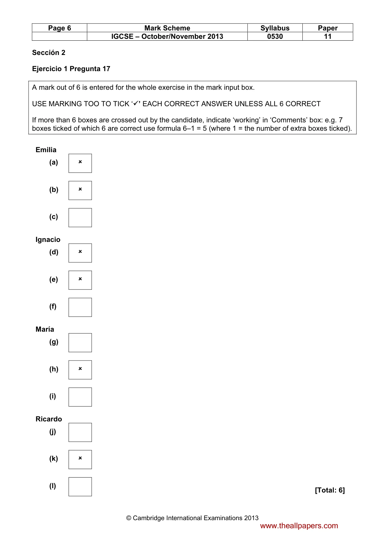 Mark scheme, page 6 of 9