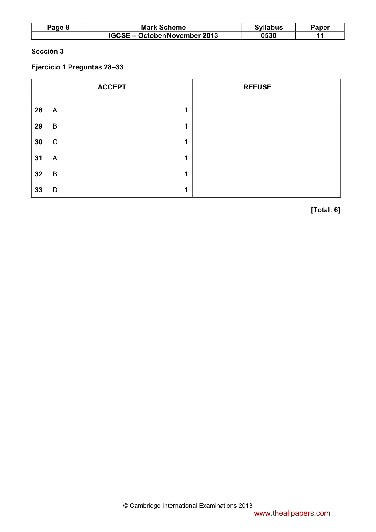 Mark scheme, page 8 of 9