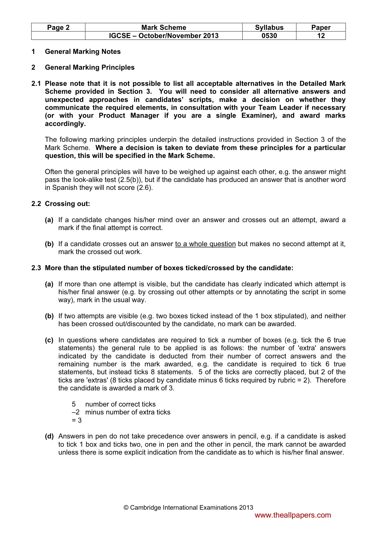 Mark scheme, page 2 of 9