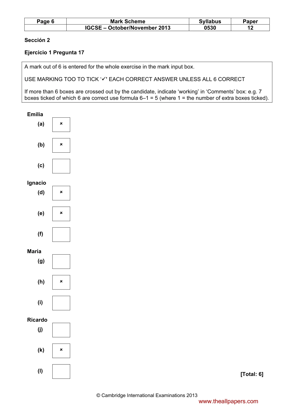 Mark scheme, page 6 of 9