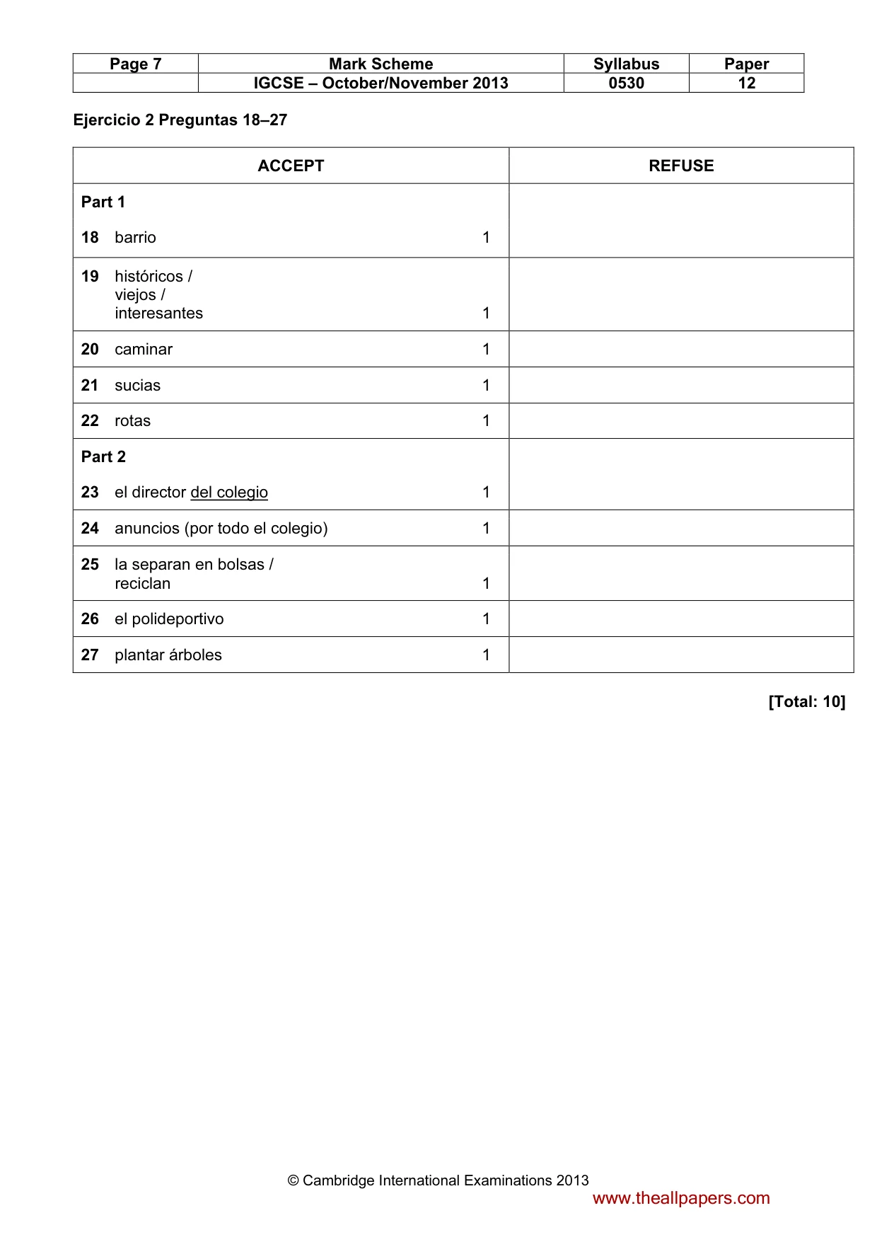 Mark scheme, page 7 of 9